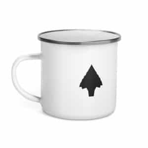 02 Knapped Flint Arrowhead Black Enamel Camp Mug - 12 oz - Left