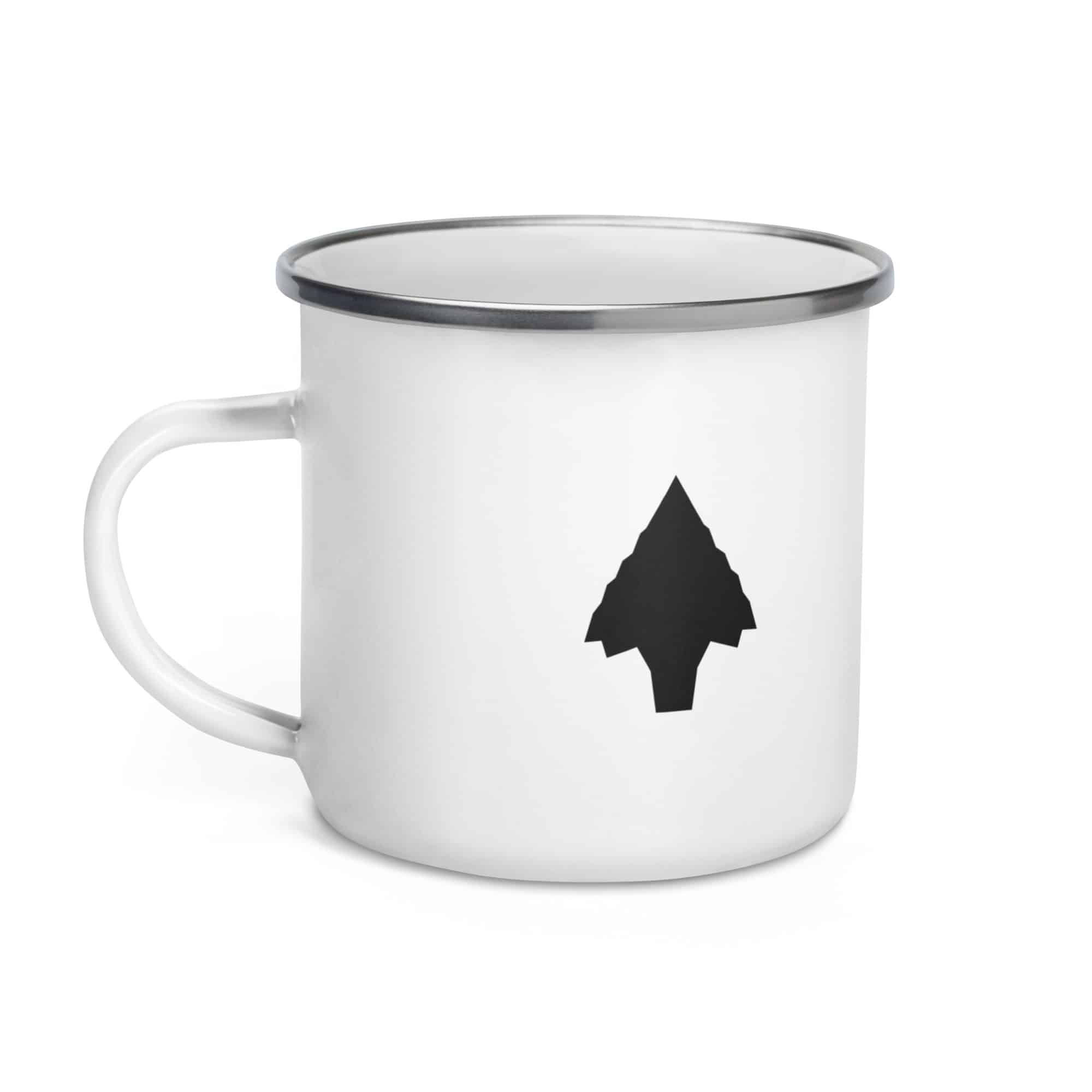 Black Knapped Flint Arrowhead Enamel Camp Mug