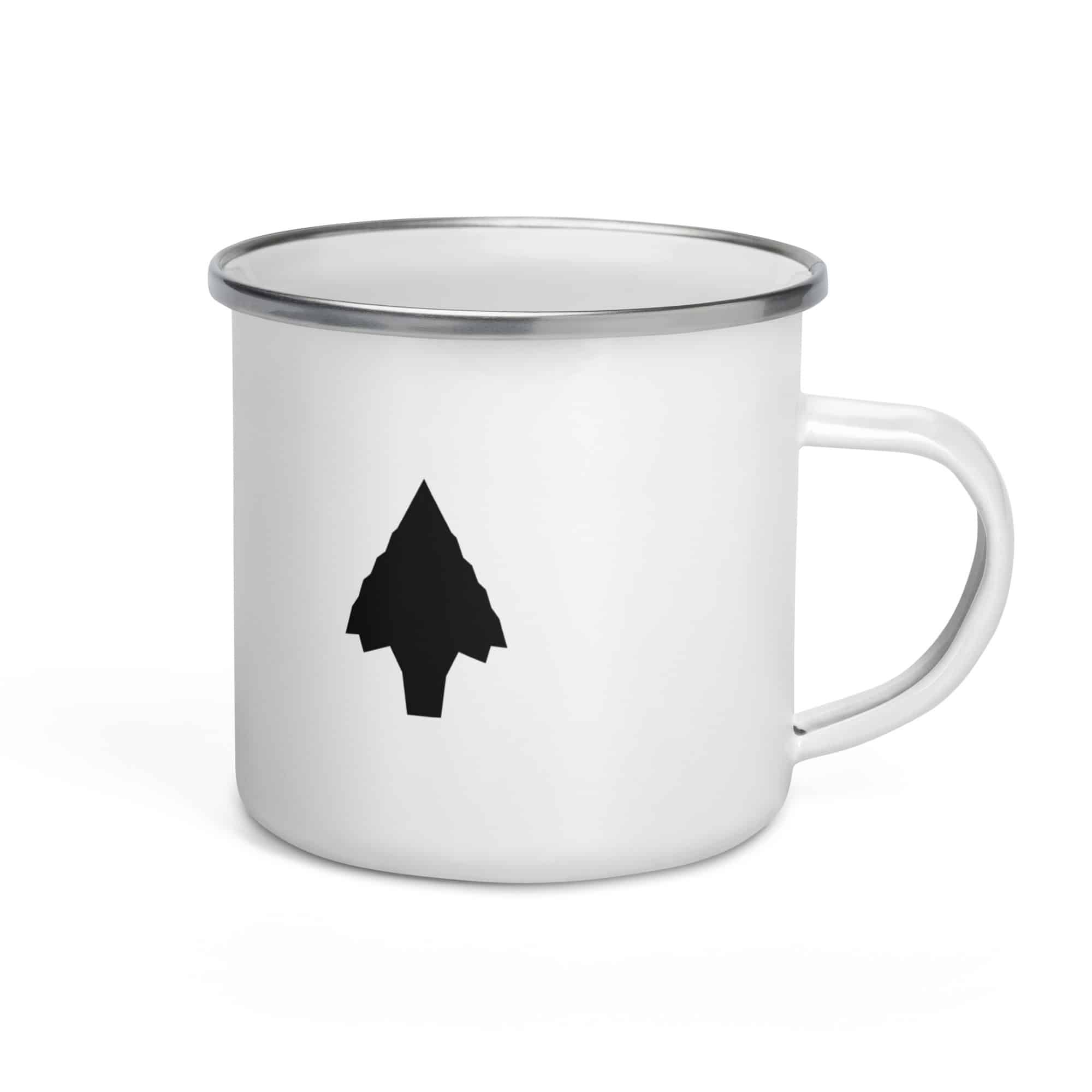 Black Knapped Flint Arrowhead Enamel Camp Mug