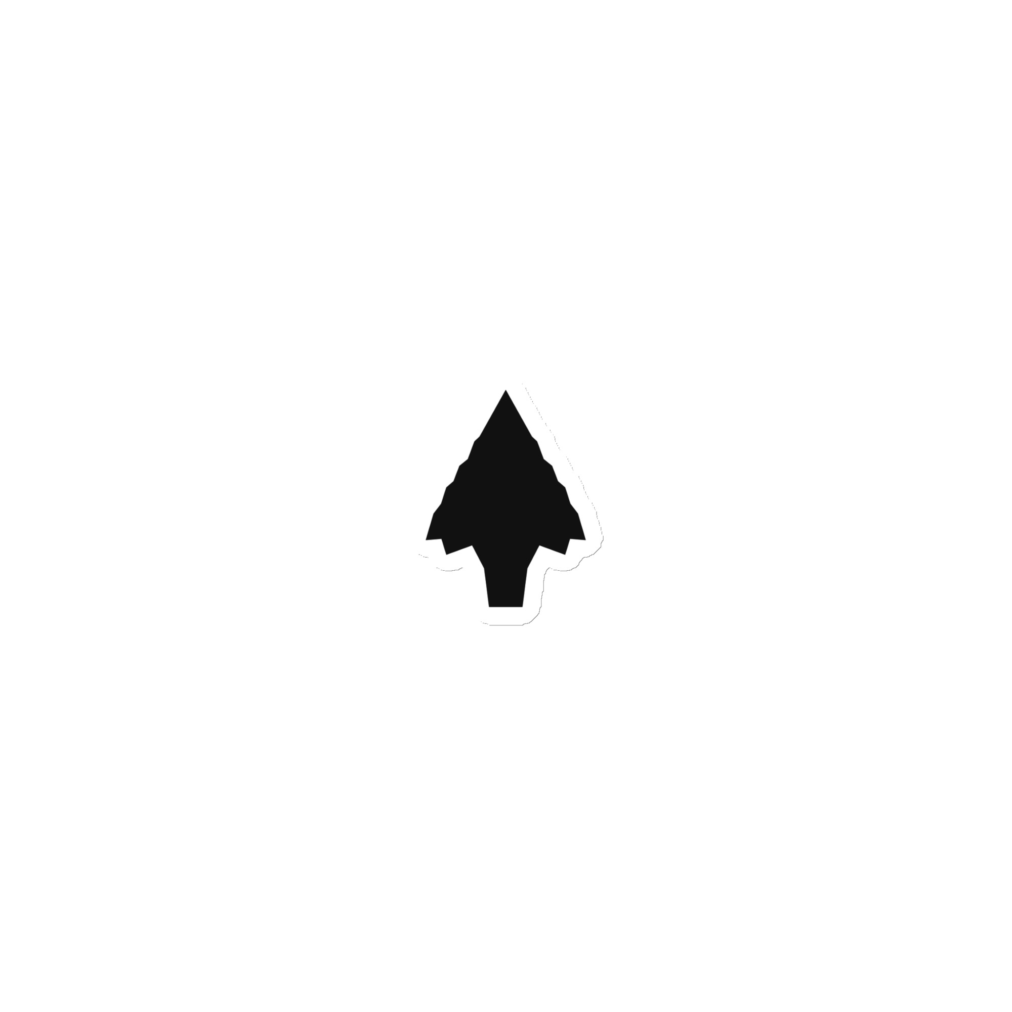 Black Knapped Flint Arrowhead Die-Cut Magnet