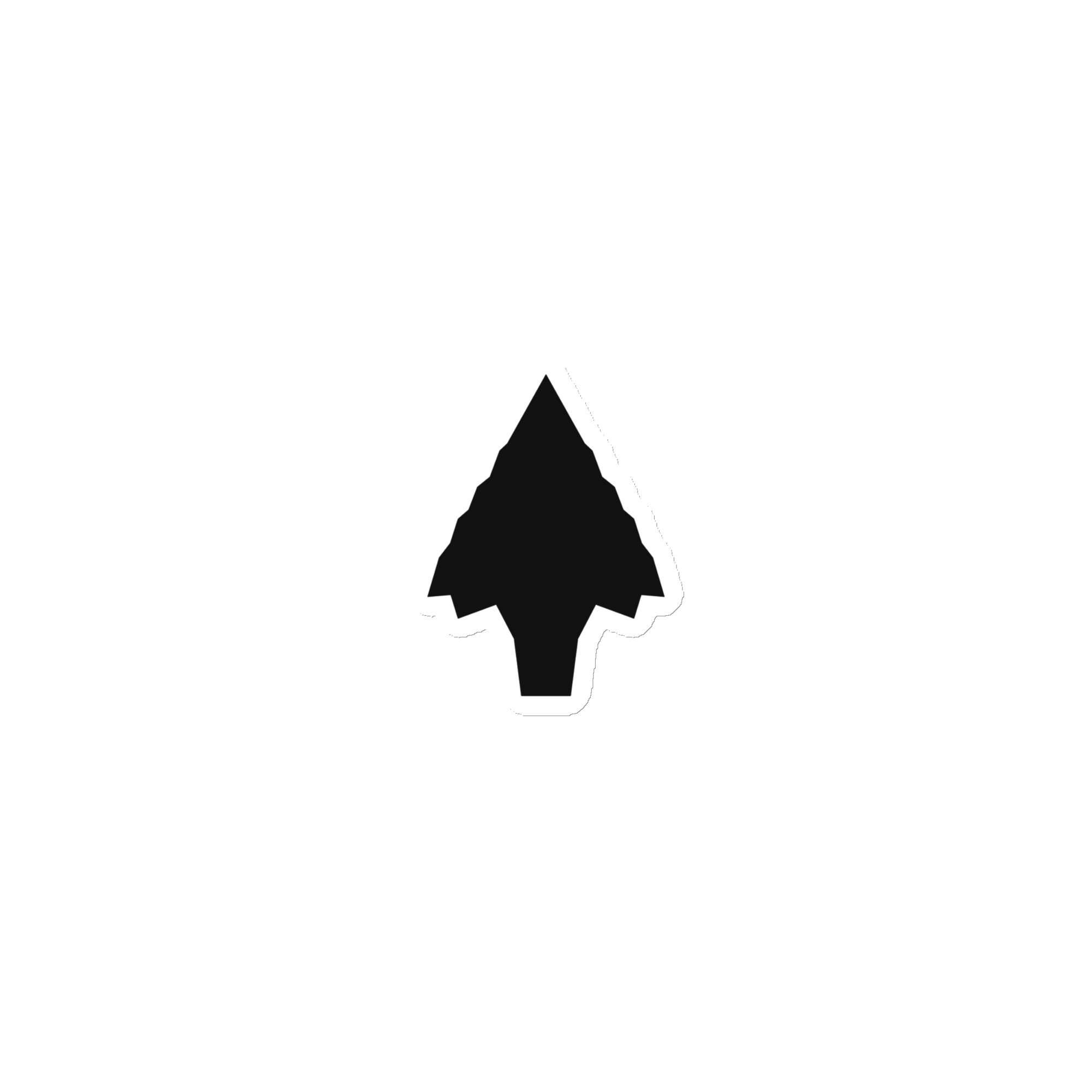Black Knapped Flint Arrowhead Die-Cut Magnet