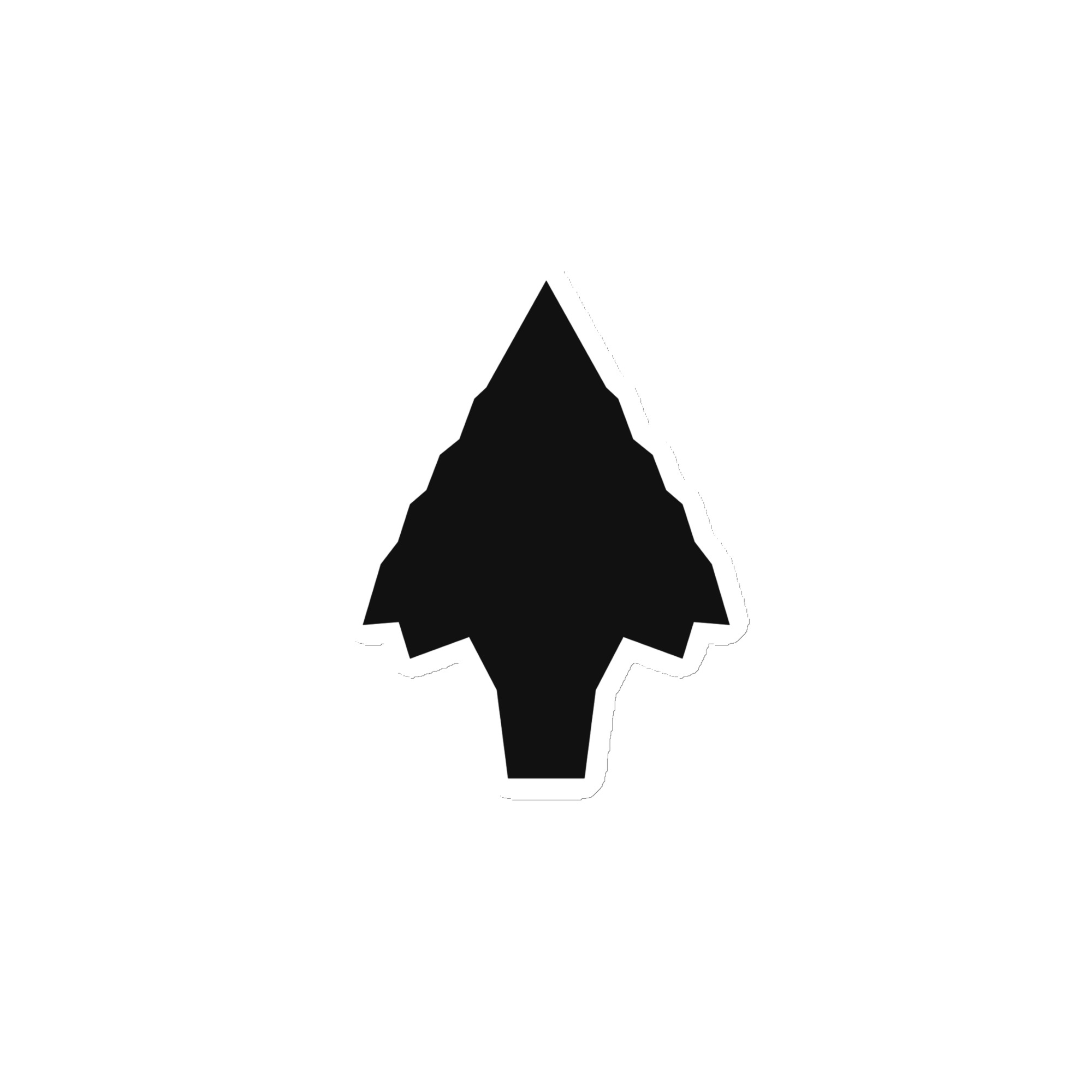 Black Knapped Flint Arrowhead Die-Cut Magnet
