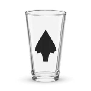 02 Knapped Flint Arrowhead Black Pint Glass - 16 oz - Main
