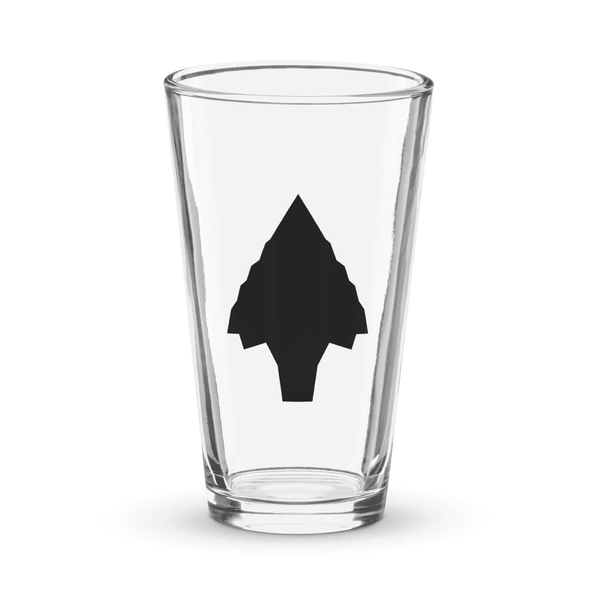 Black Knapped Flint Arrowhead Pint Glass
