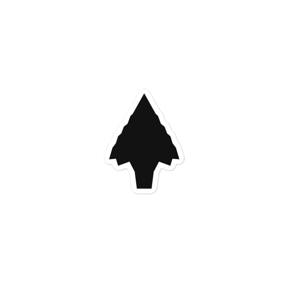 Black Knapped Flint Arrowhead Vinyl Sticker