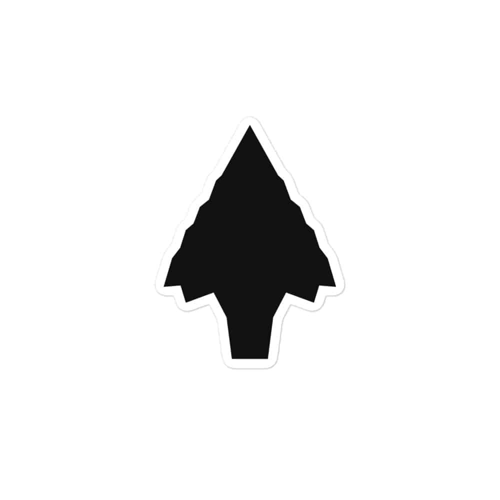 Black Knapped Flint Arrowhead Vinyl Sticker