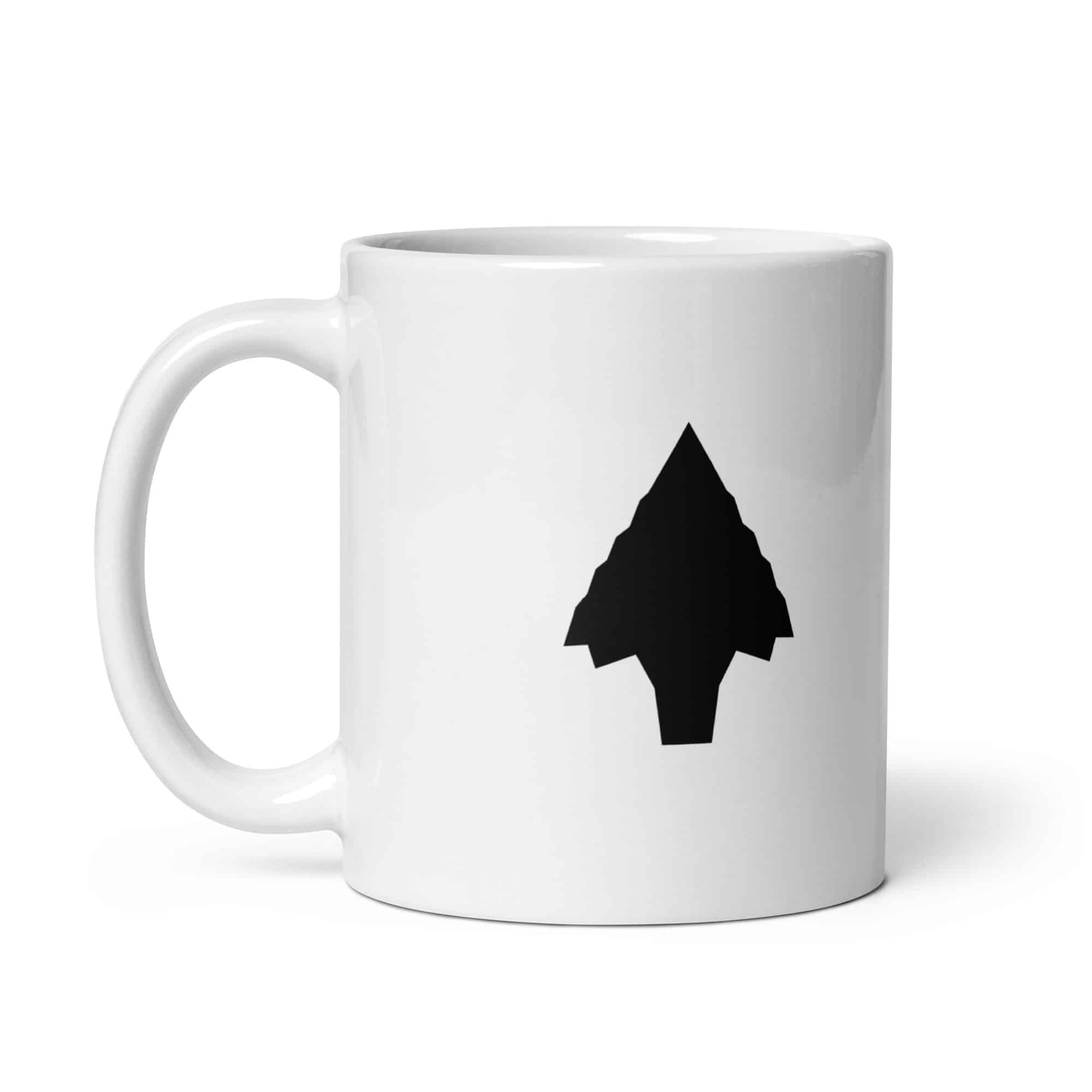 Black Knapped Flint Arrowhead White Ceramic Coffee Mug
