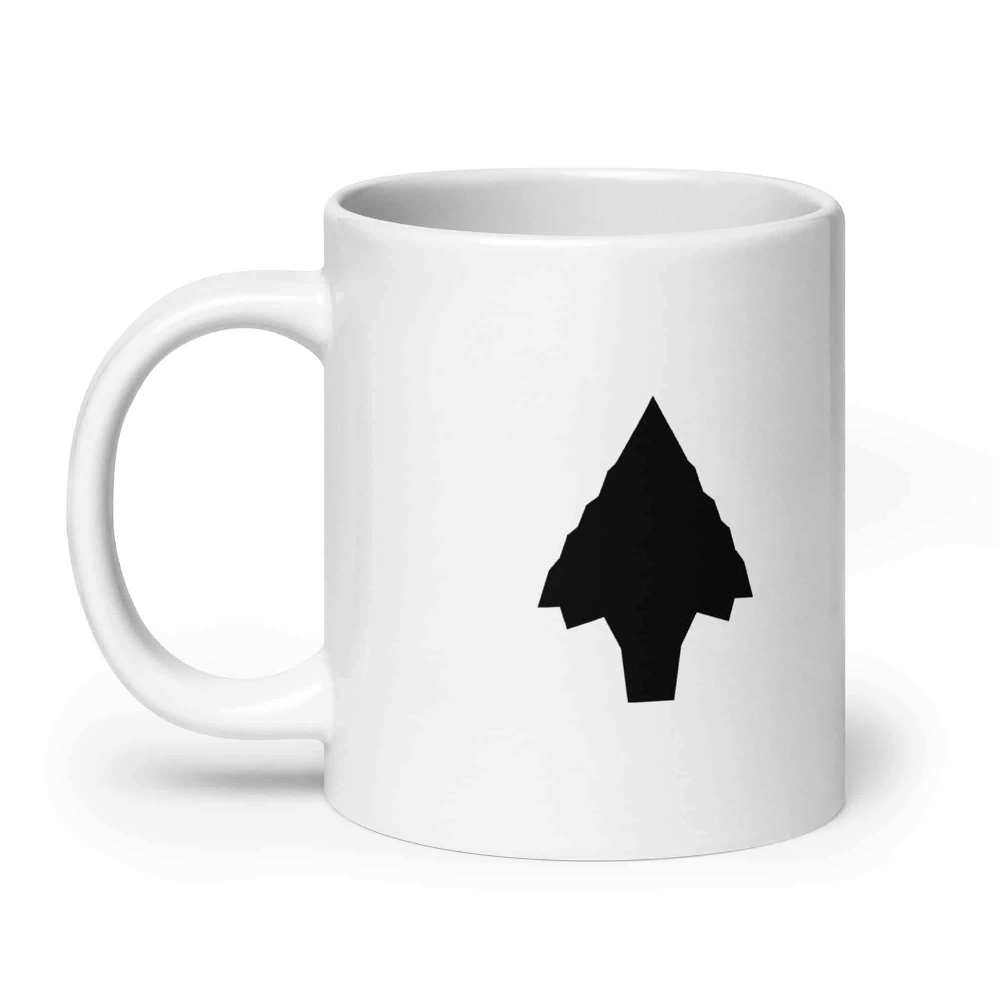 Black Knapped Flint Arrowhead White Ceramic Coffee Mug