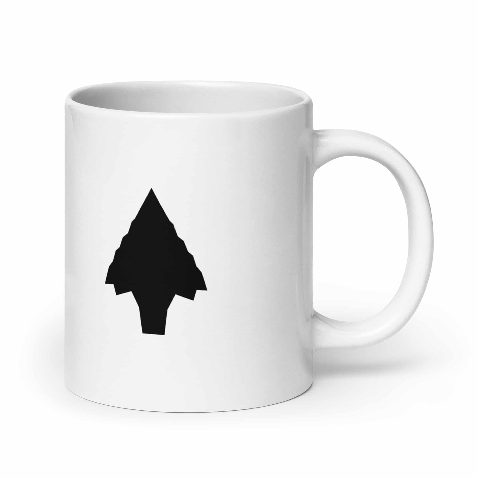 Black Knapped Flint Arrowhead White Ceramic Coffee Mug
