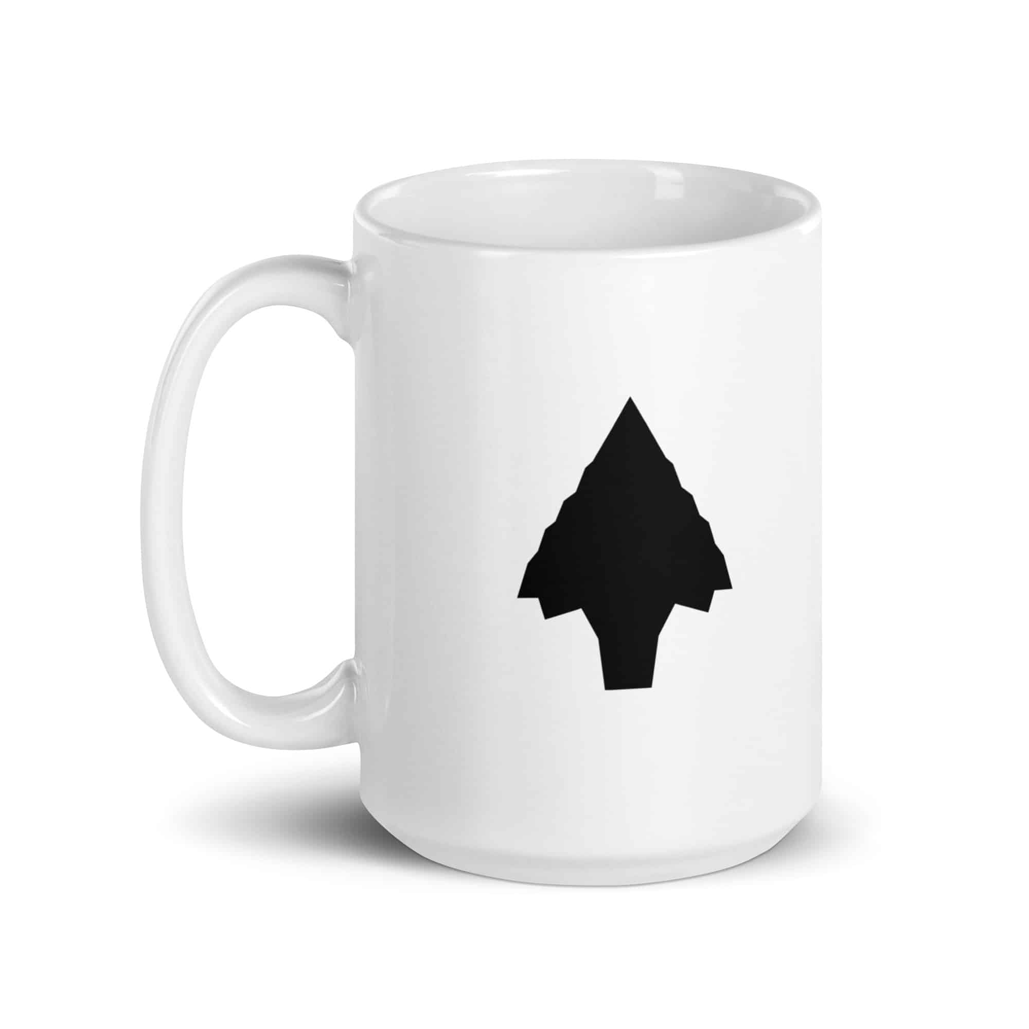 Black Knapped Flint Arrowhead White Ceramic Coffee Mug