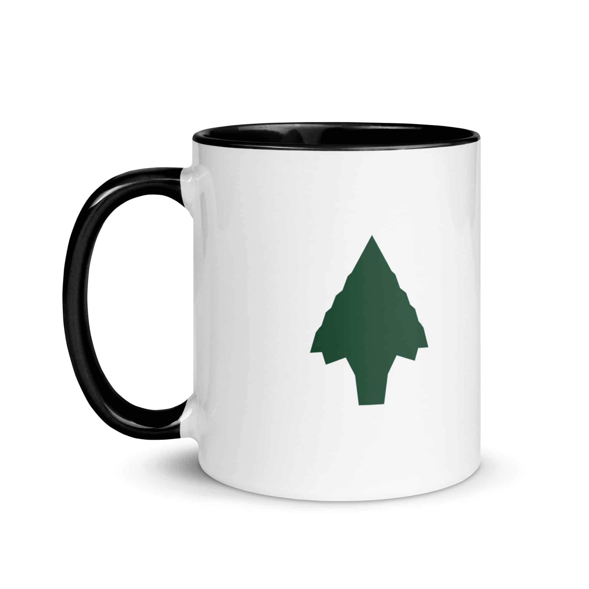 Forest Green Knapped Flint Arrowhead Color Inside Mug