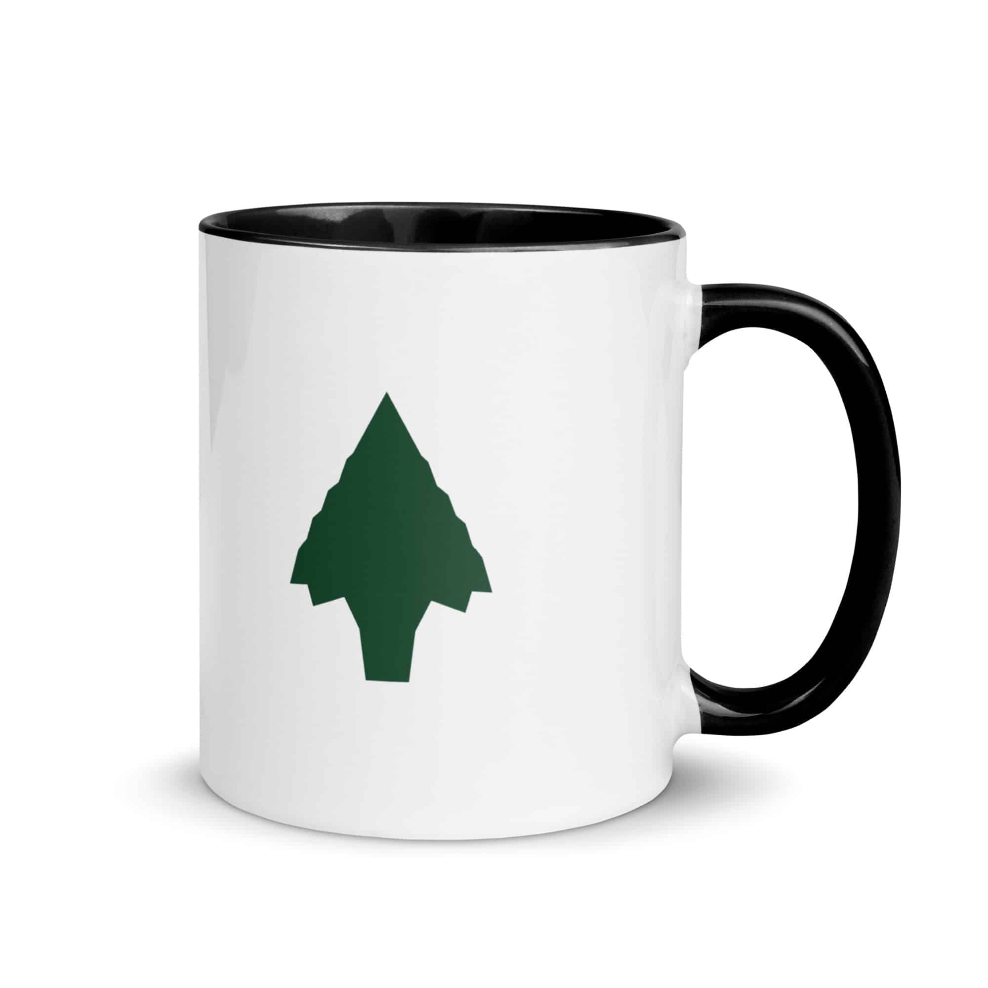 Forest Green Knapped Flint Arrowhead Color Inside Mug