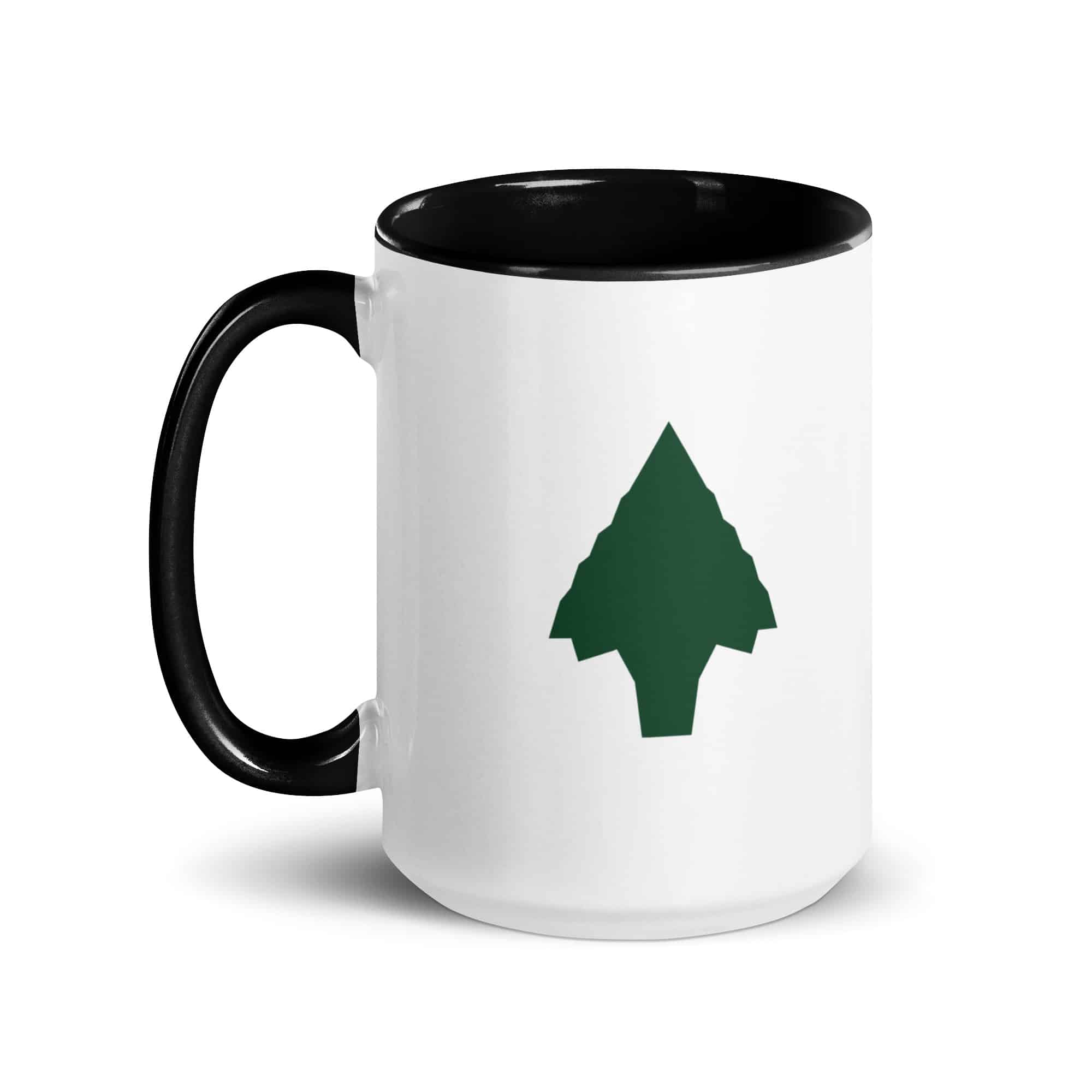 Forest Green Knapped Flint Arrowhead Color Inside Mug