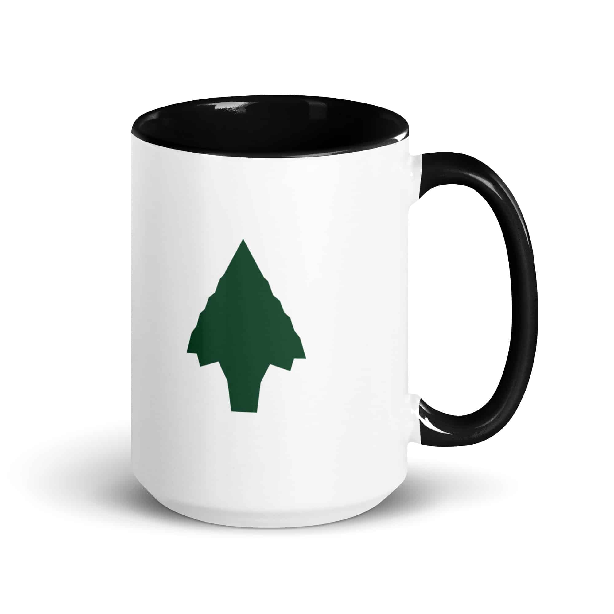 Forest Green Knapped Flint Arrowhead Color Inside Mug