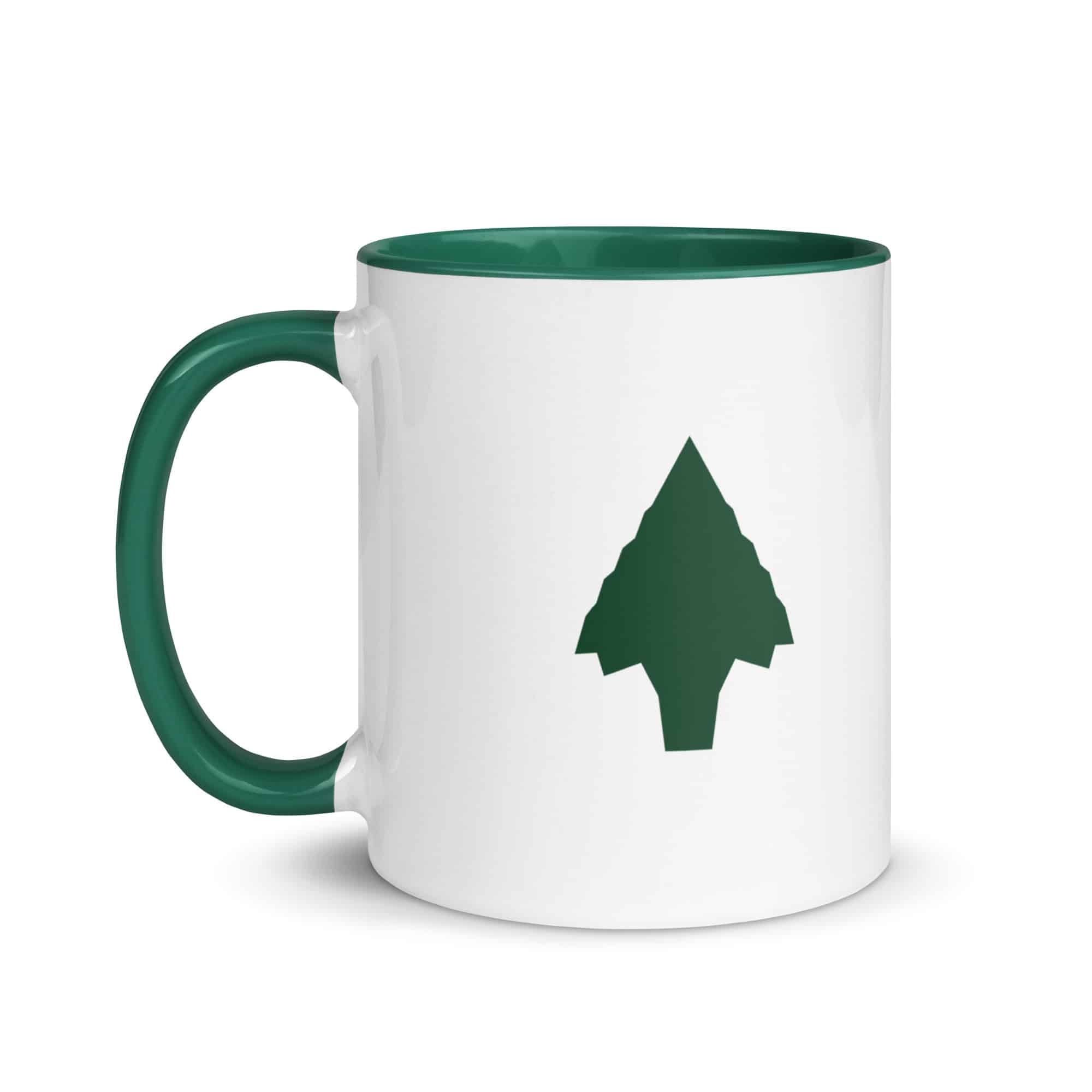 Forest Green Knapped Flint Arrowhead Color Inside Mug