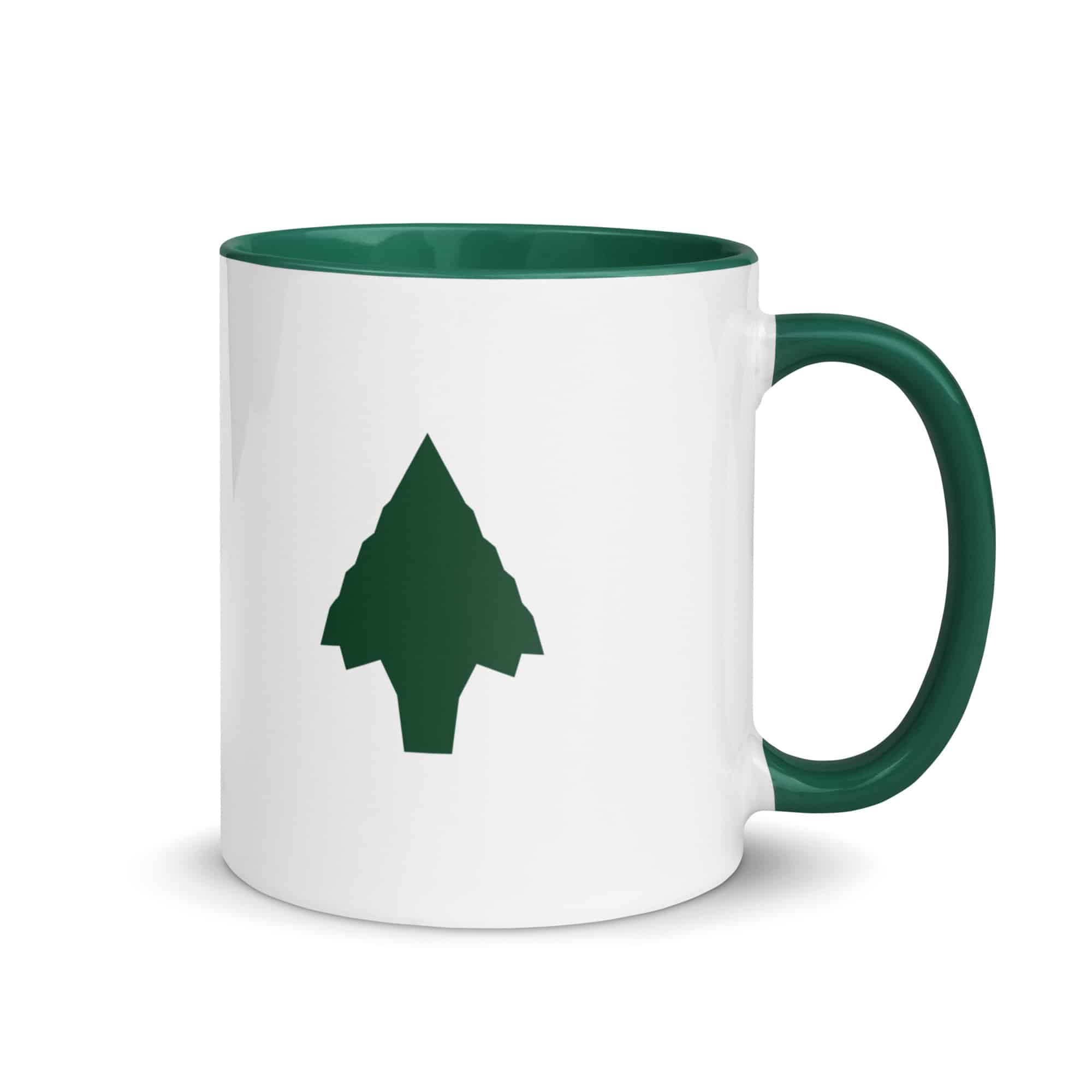Forest Green Knapped Flint Arrowhead Color Inside Mug