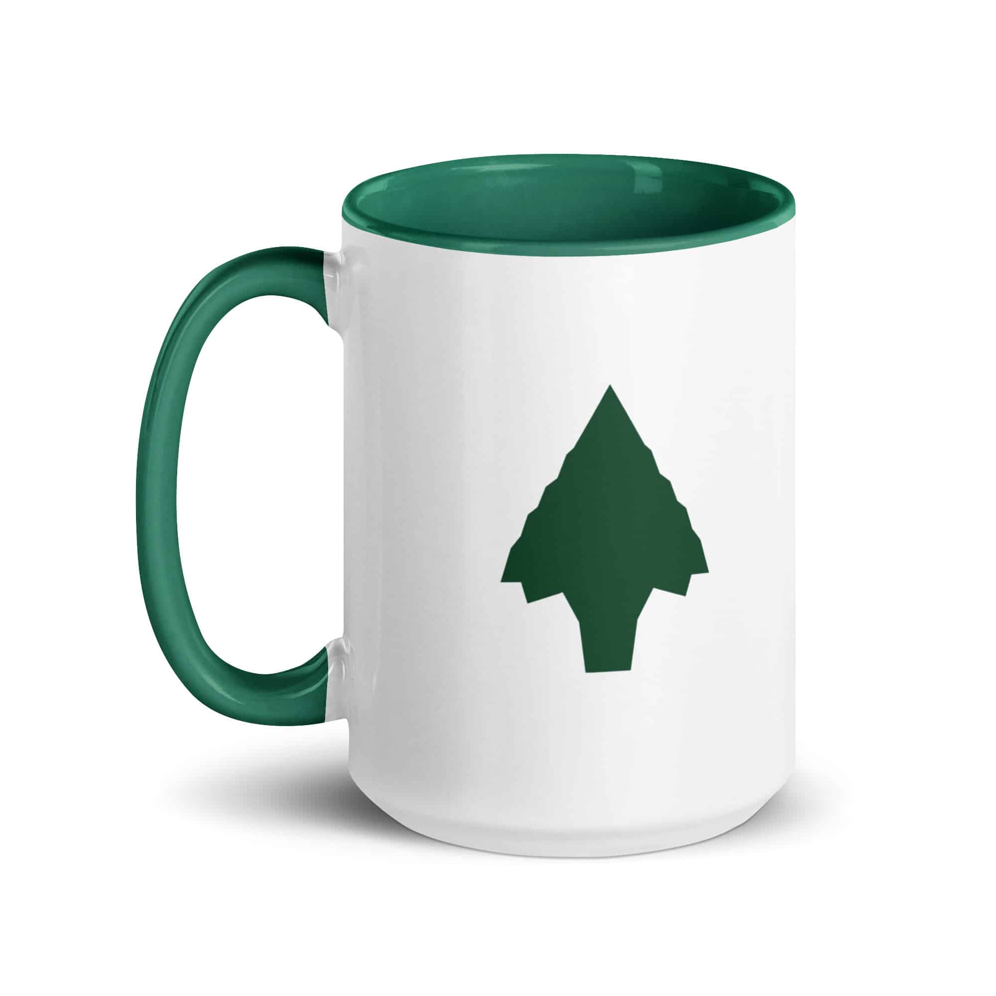 Forest Green Knapped Flint Arrowhead Color Inside Mug