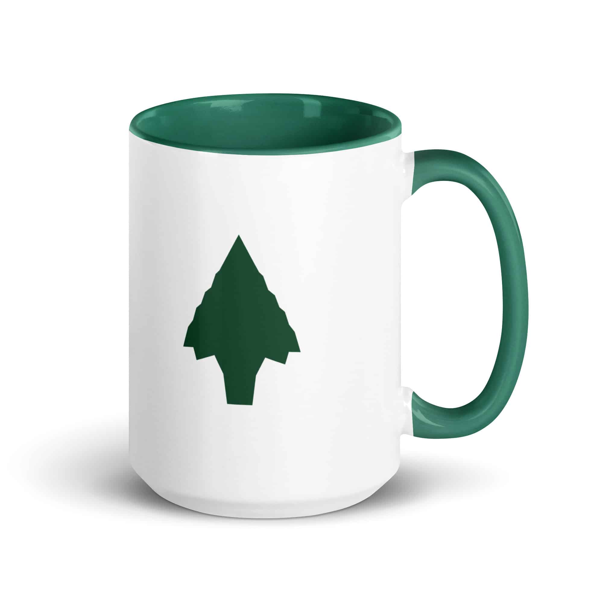 Forest Green Knapped Flint Arrowhead Color Inside Mug