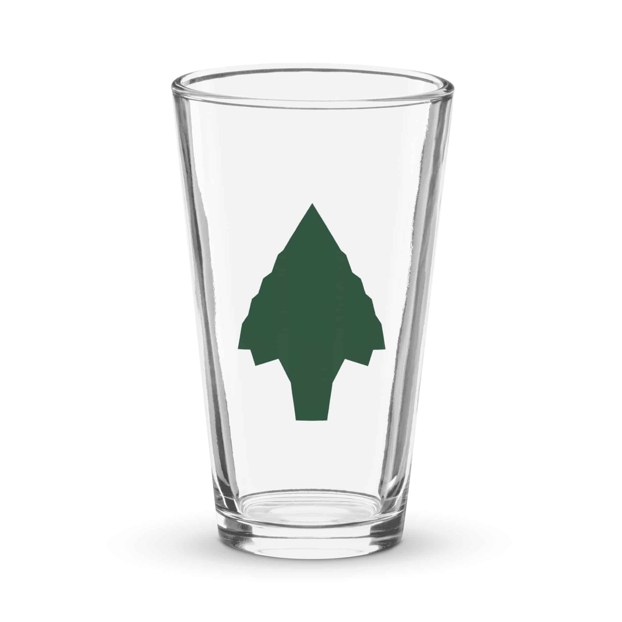 Forest Green Knapped Flint Arrowhead Pint Glass