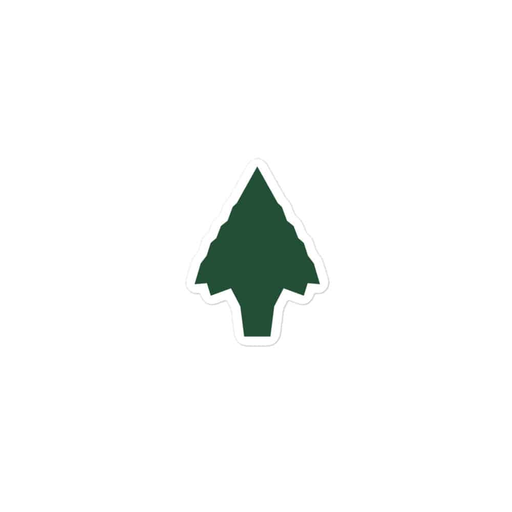 Forest Green Knapped Flint Arrowhead Vinyl Sticker