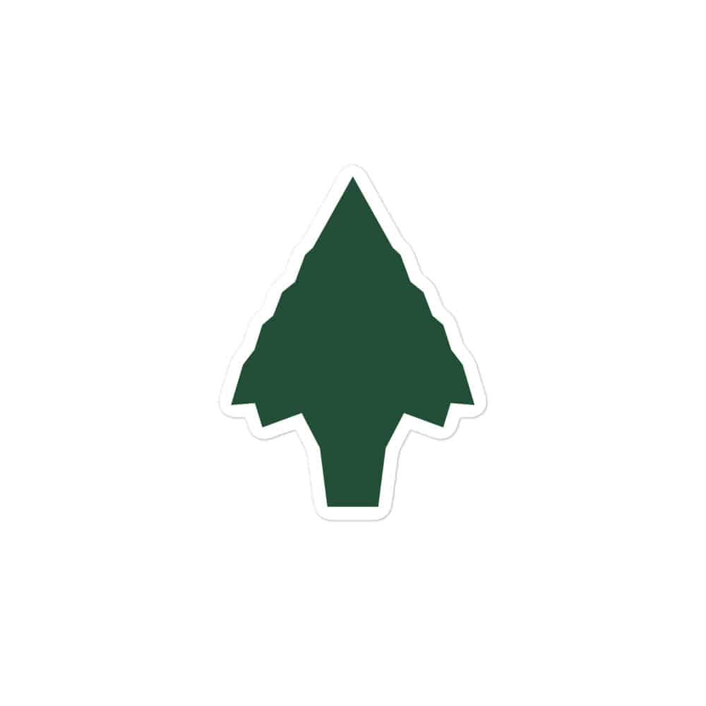 Forest Green Knapped Flint Arrowhead Vinyl Sticker