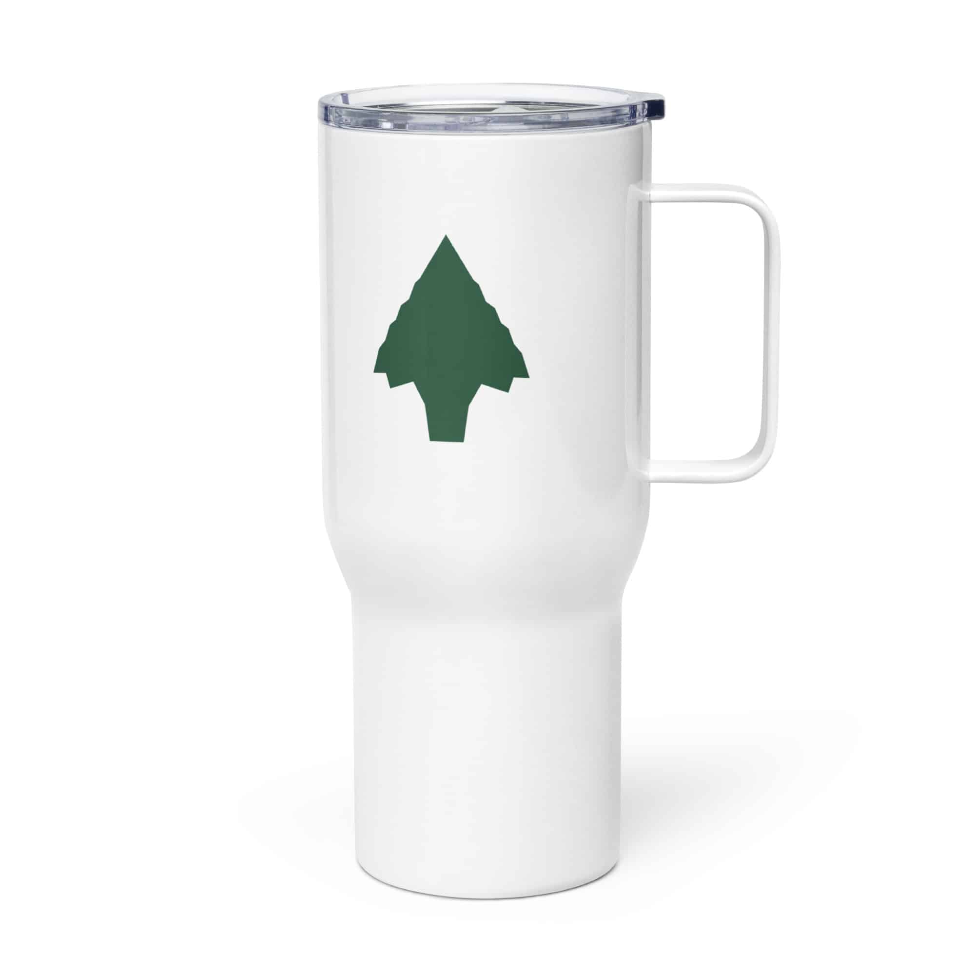 Forest Green Knapped Flint Arrowhead Travel Mug