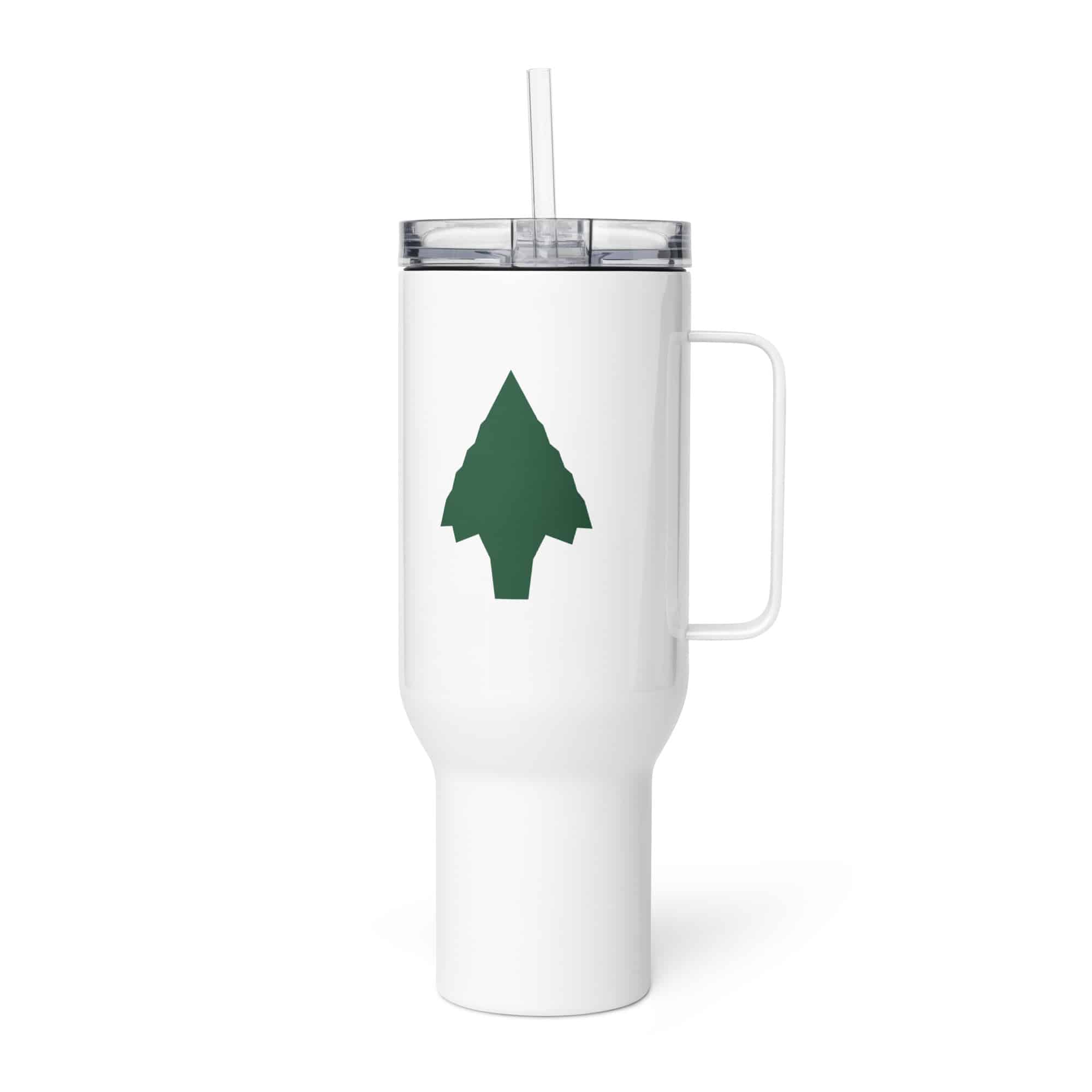 Forest Green Knapped Flint Arrowhead Travel Mug