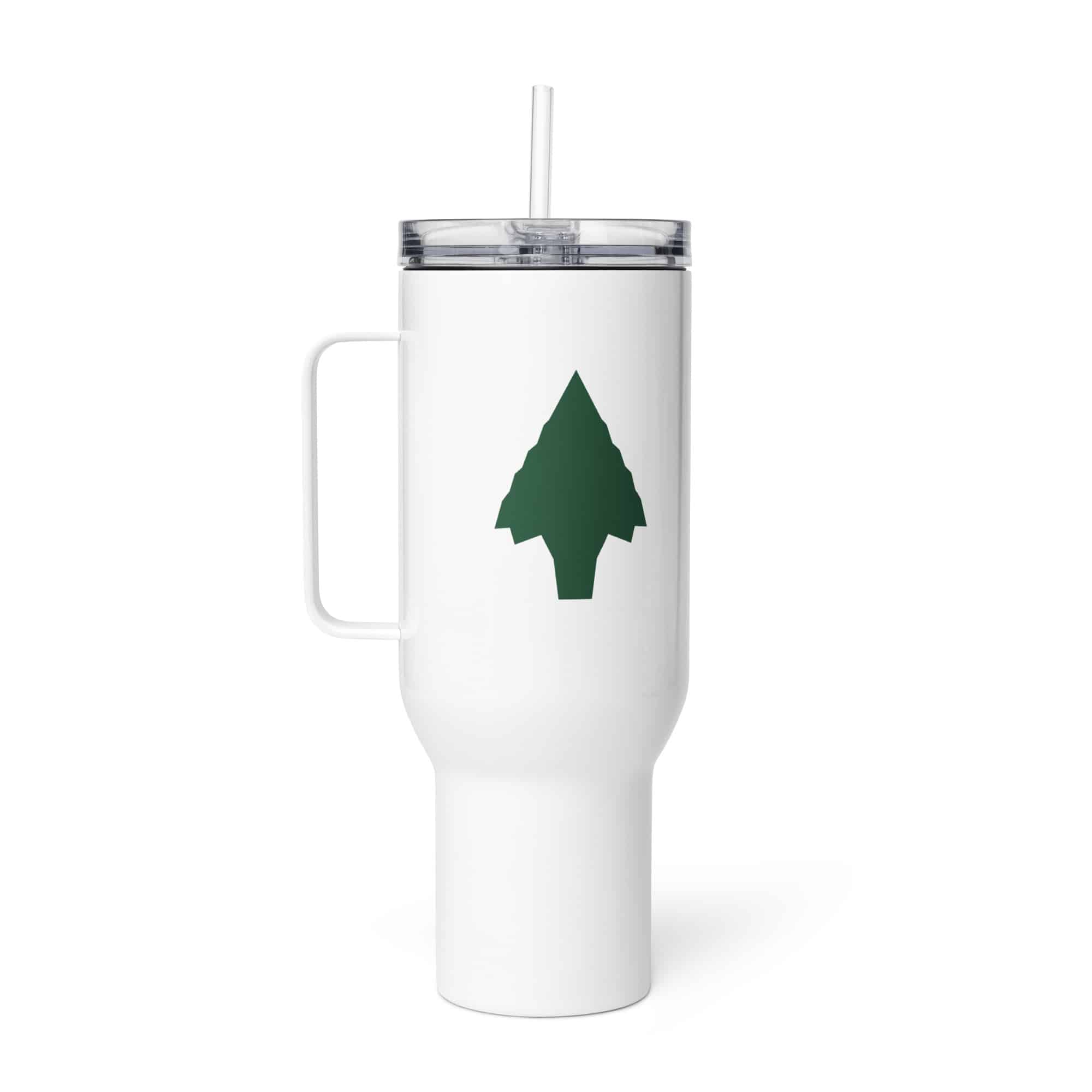 Forest Green Knapped Flint Arrowhead Travel Mug