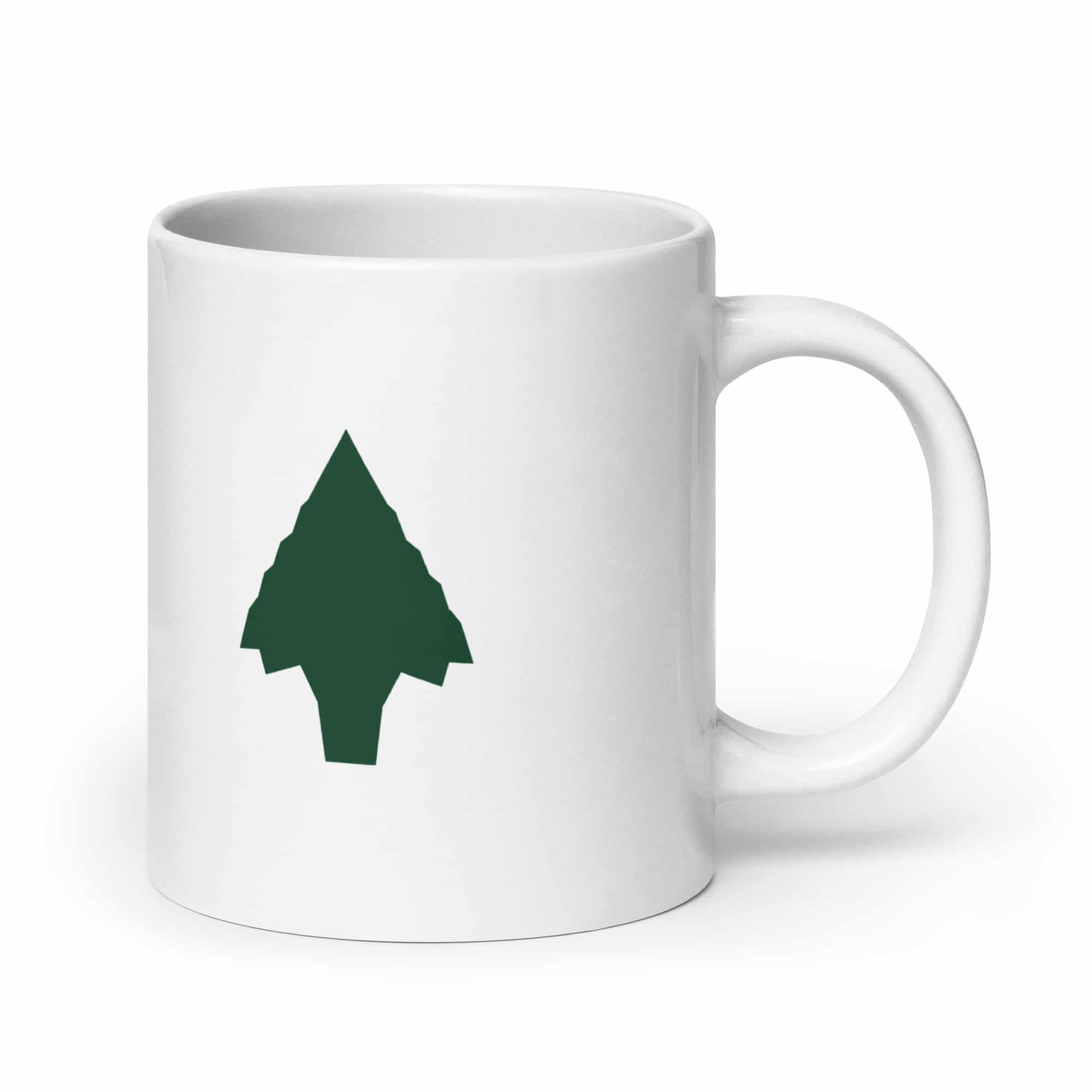 Forest Green Knapped Flint Arrowhead White Ceramic Coffee Mug