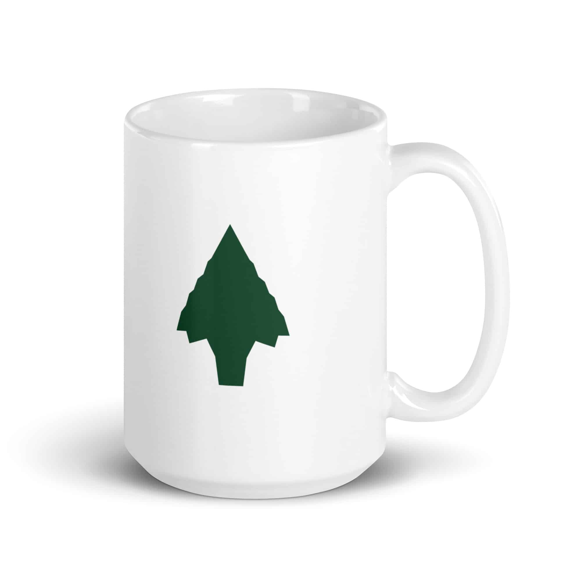 Forest Green Knapped Flint Arrowhead White Ceramic Coffee Mug