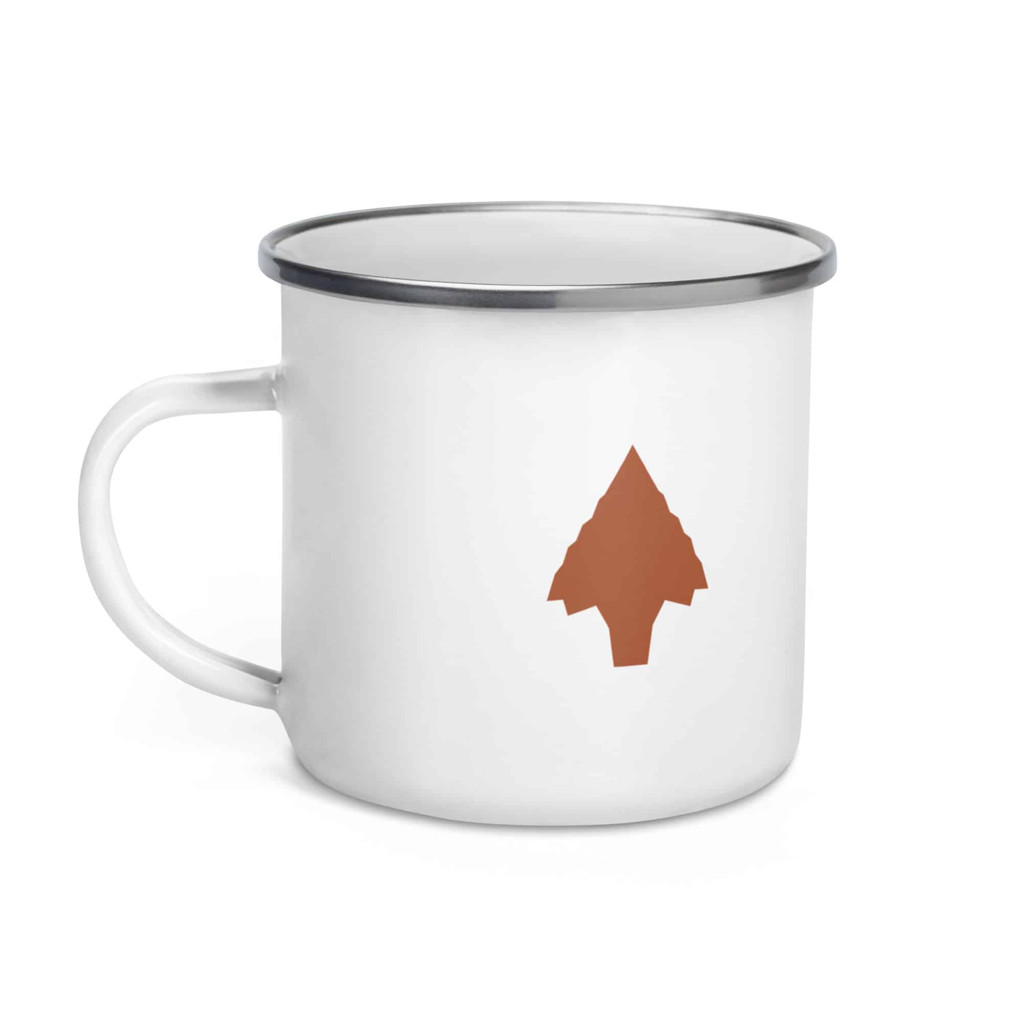 Terracotta Knapped Flint Arrowhead Enamel Camp Mug