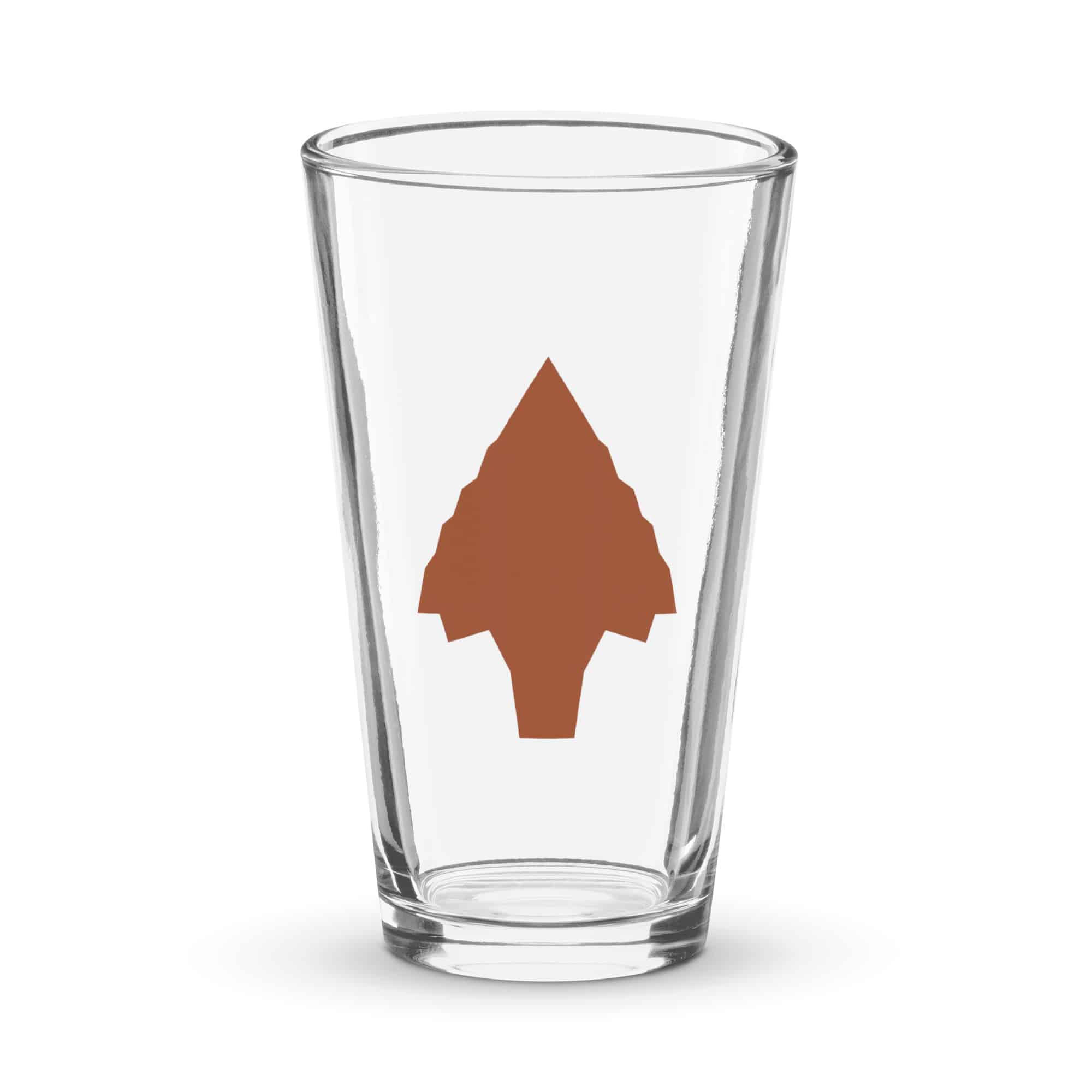 Terracotta Knapped Flint Arrowhead Pint Glass