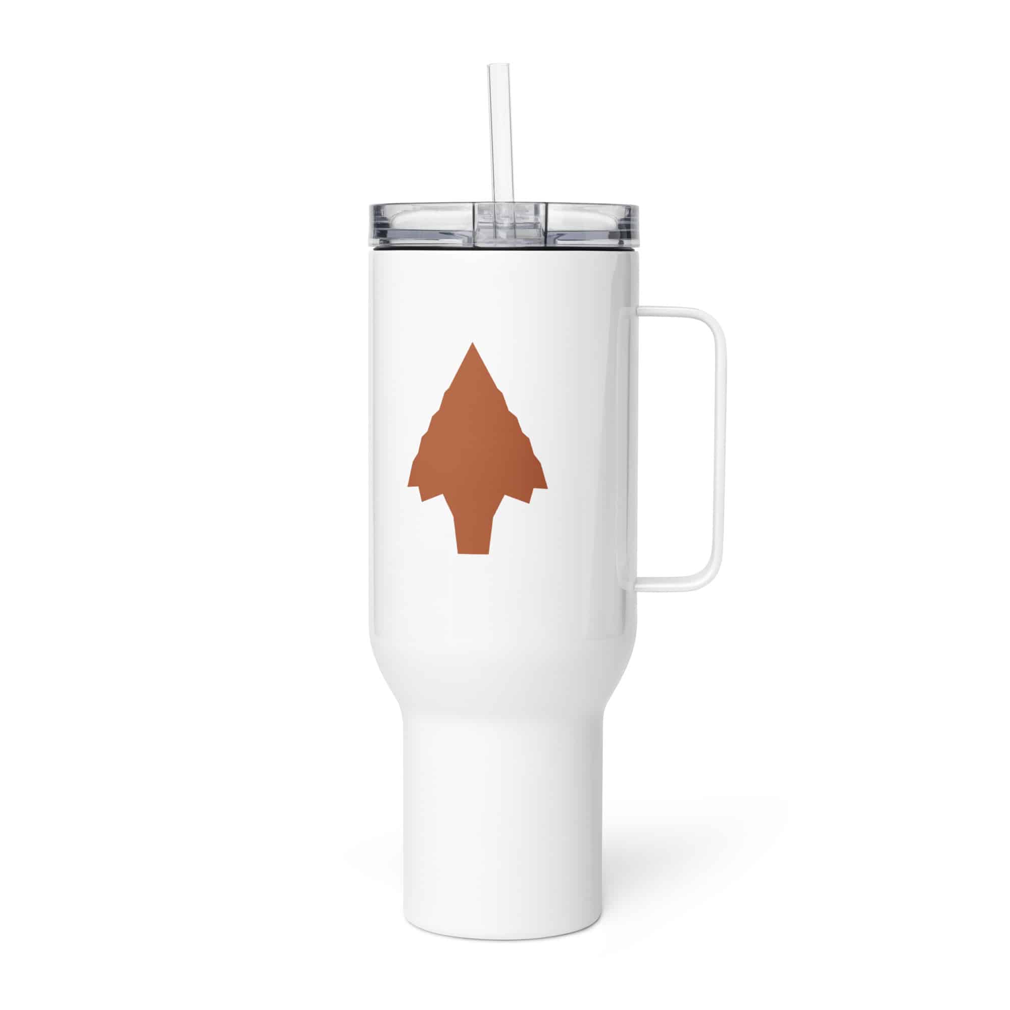 Terracotta Knapped Flint Arrowhead Travel Mug