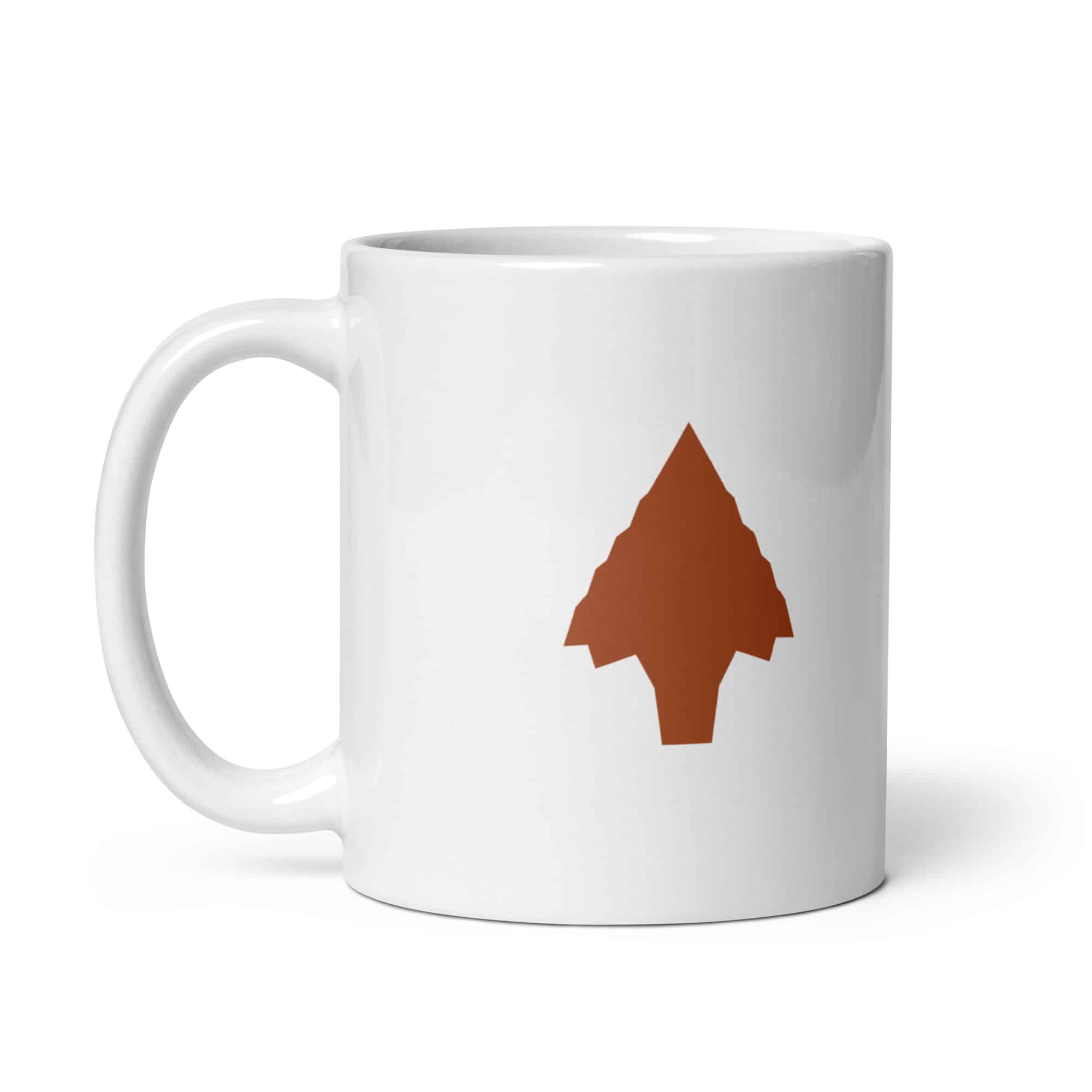Terracotta Knapped Flint Arrowhead White Ceramic Coffee Mug
