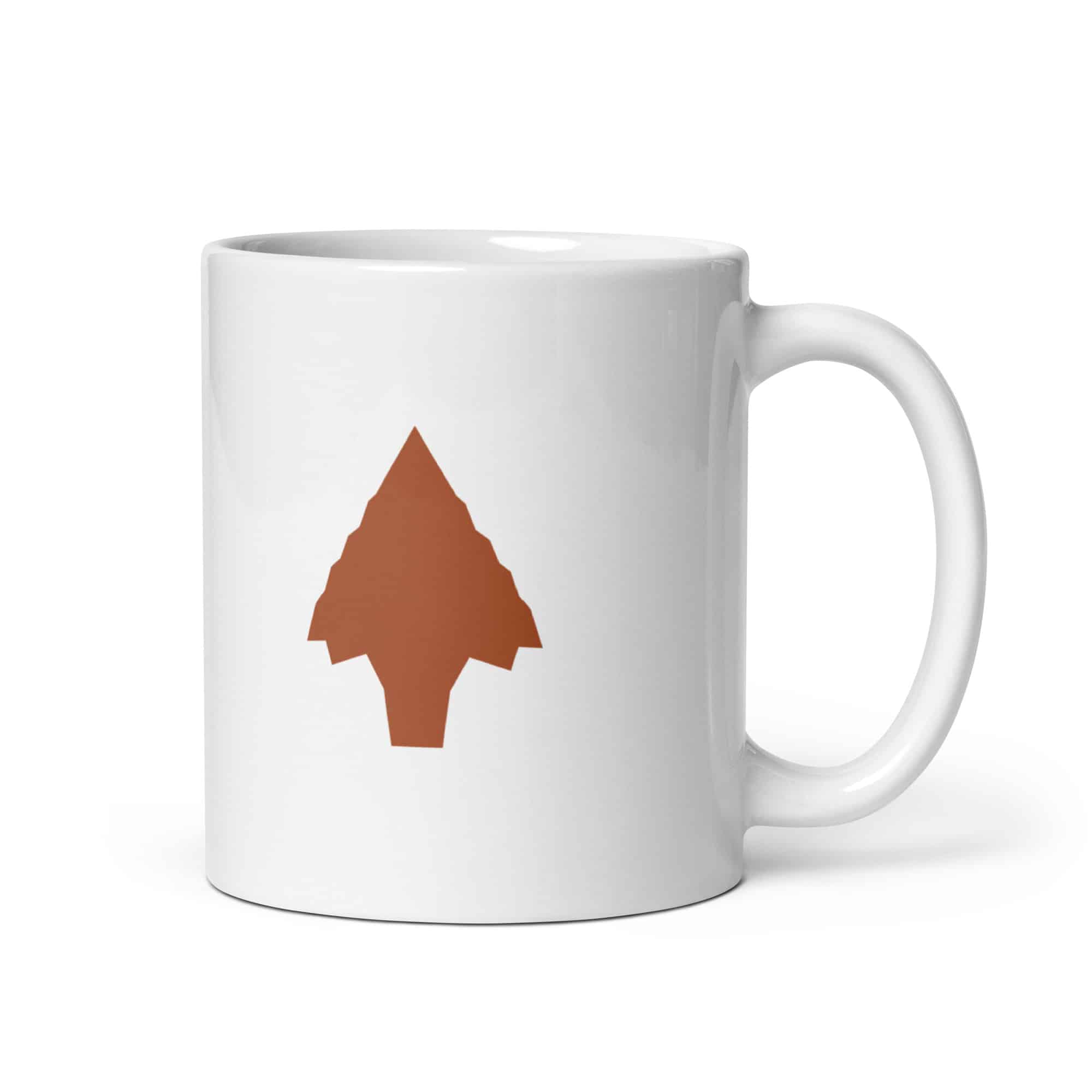 Terracotta Knapped Flint Arrowhead White Ceramic Coffee Mug