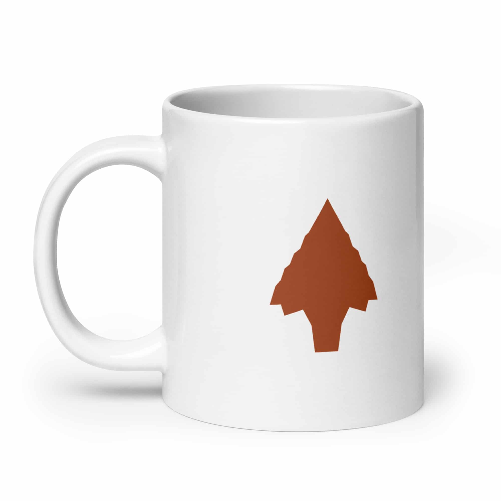 Terracotta Knapped Flint Arrowhead White Ceramic Coffee Mug