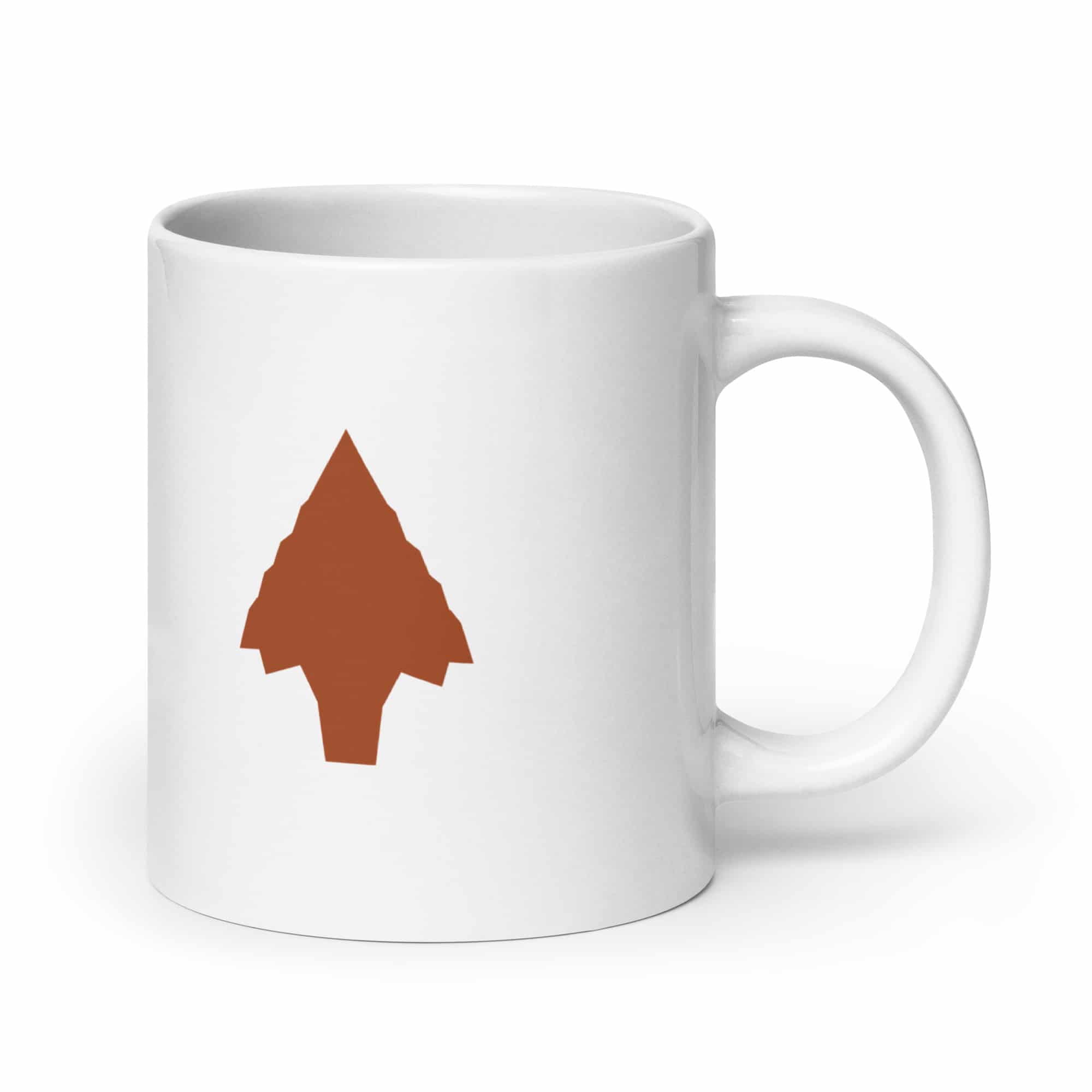 Terracotta Knapped Flint Arrowhead White Ceramic Coffee Mug