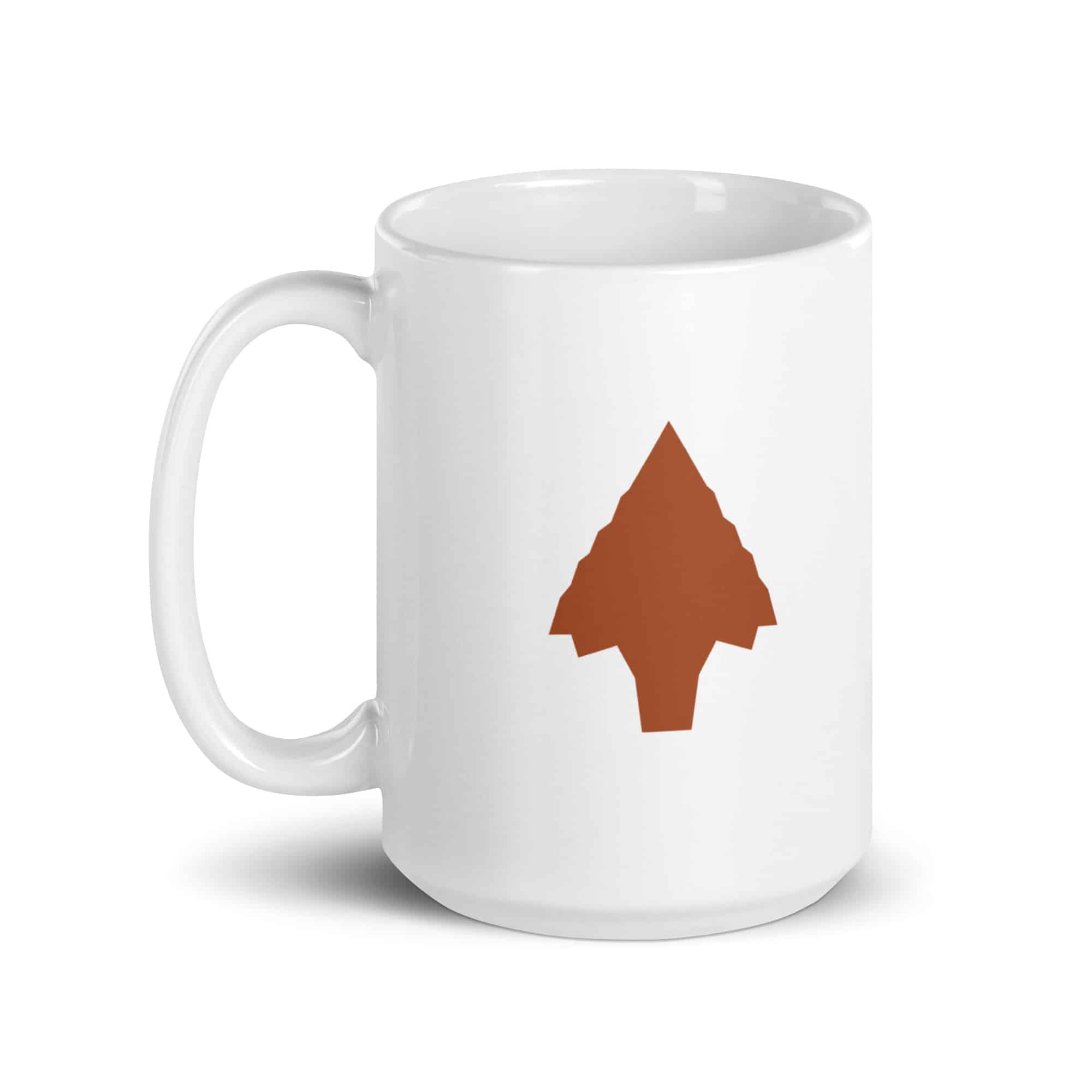 Terracotta Knapped Flint Arrowhead White Ceramic Coffee Mug