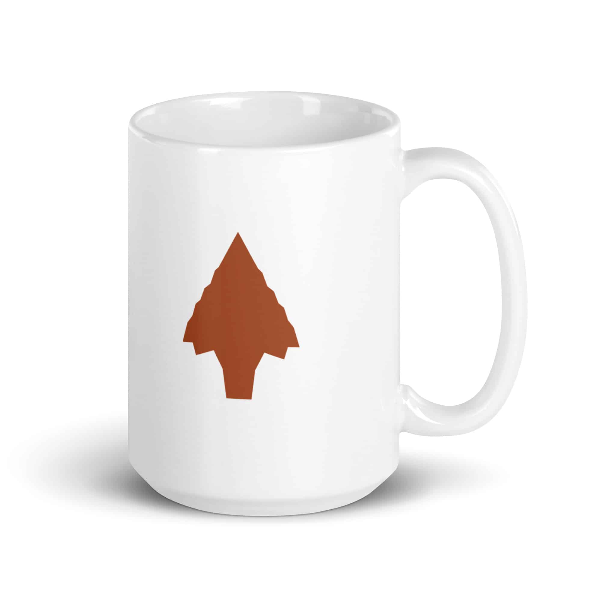 Terracotta Knapped Flint Arrowhead White Ceramic Coffee Mug