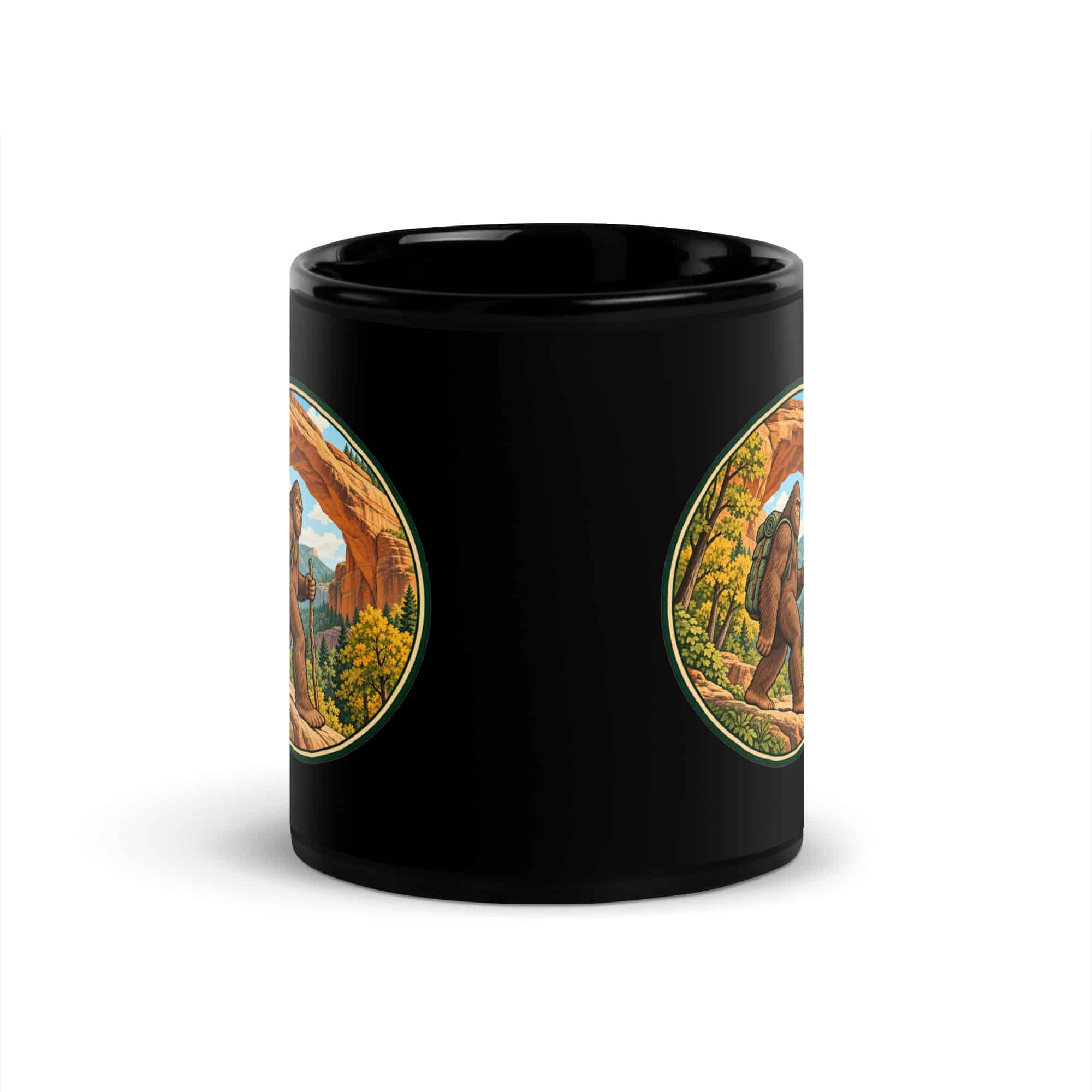 Gorge Arch Hiker Bigfoot Black Mug