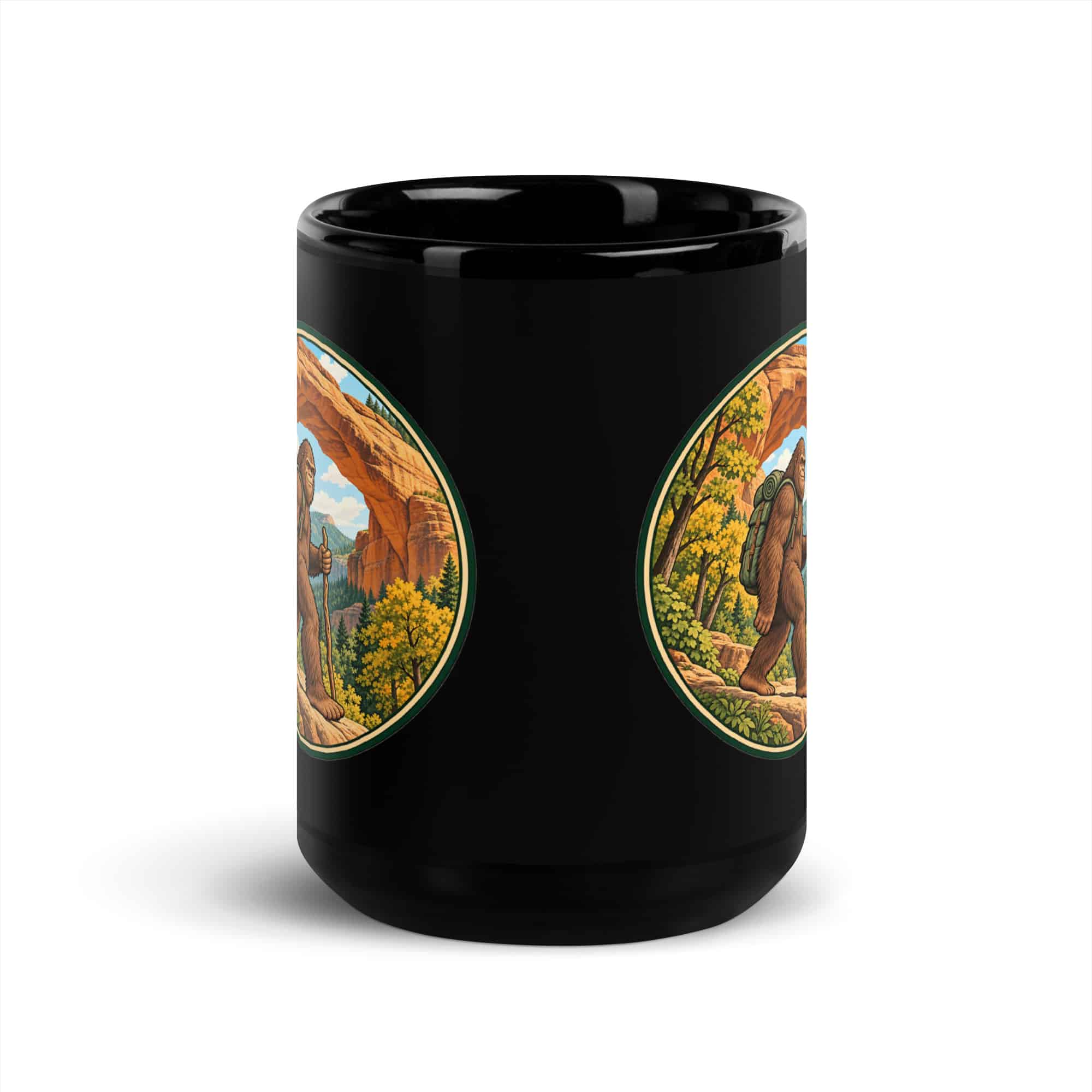 Gorge Arch Hiker Bigfoot Black Mug