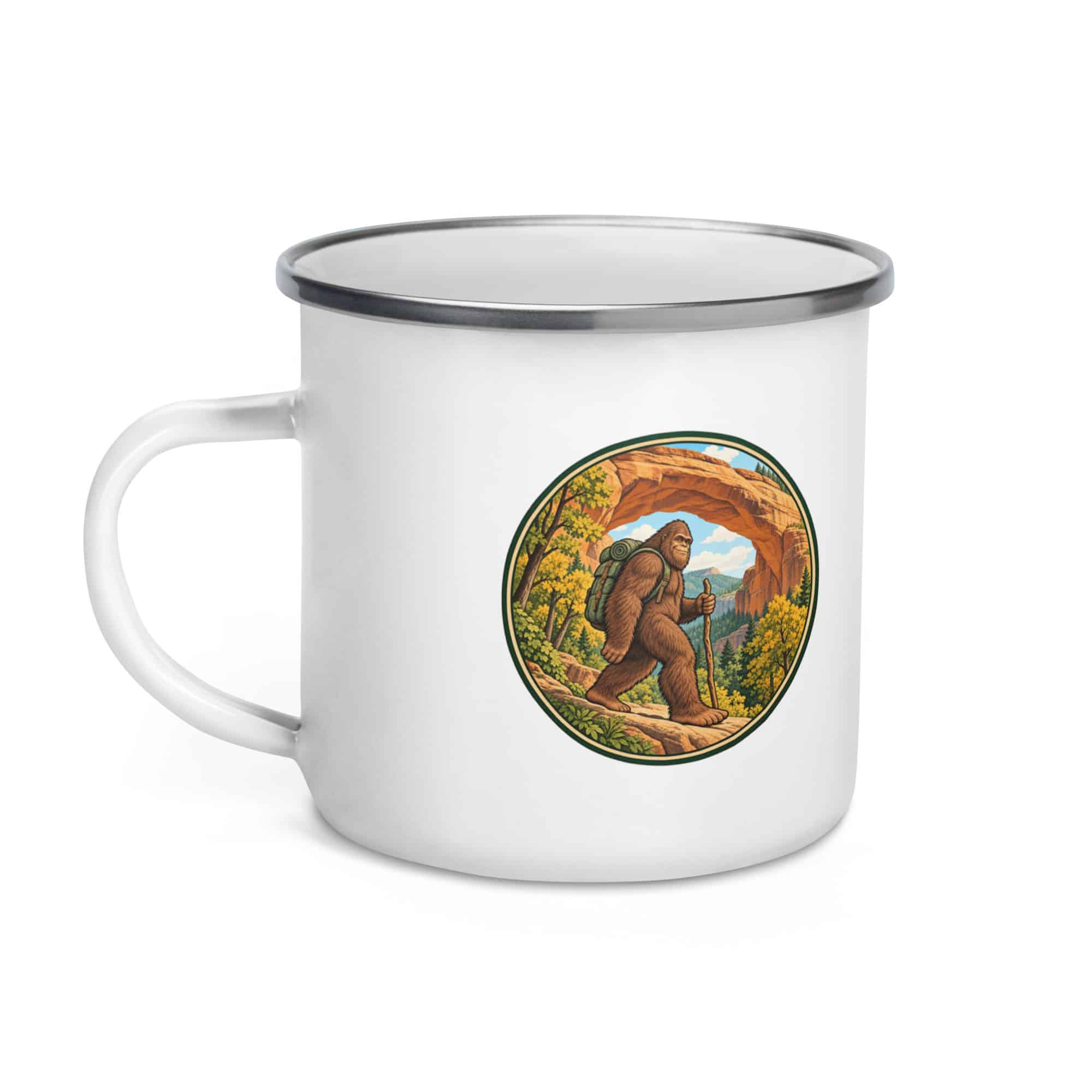 Bigfoot Sandstone Arch Hiker Enamel Camp Mug