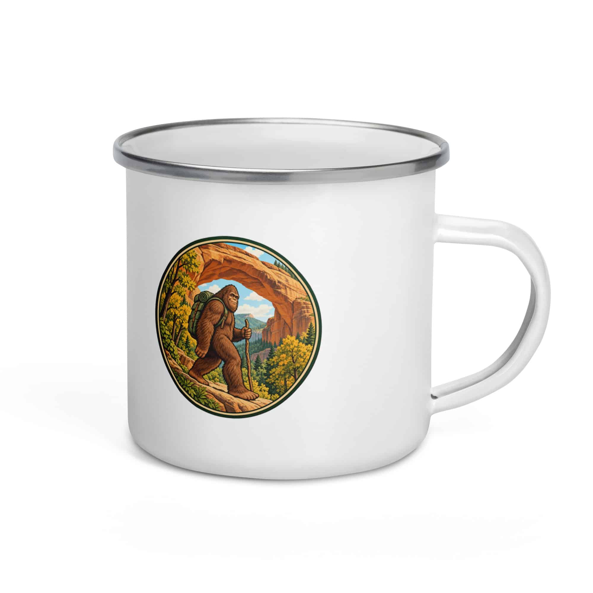 Bigfoot Sandstone Arch Hiker Enamel Camp Mug