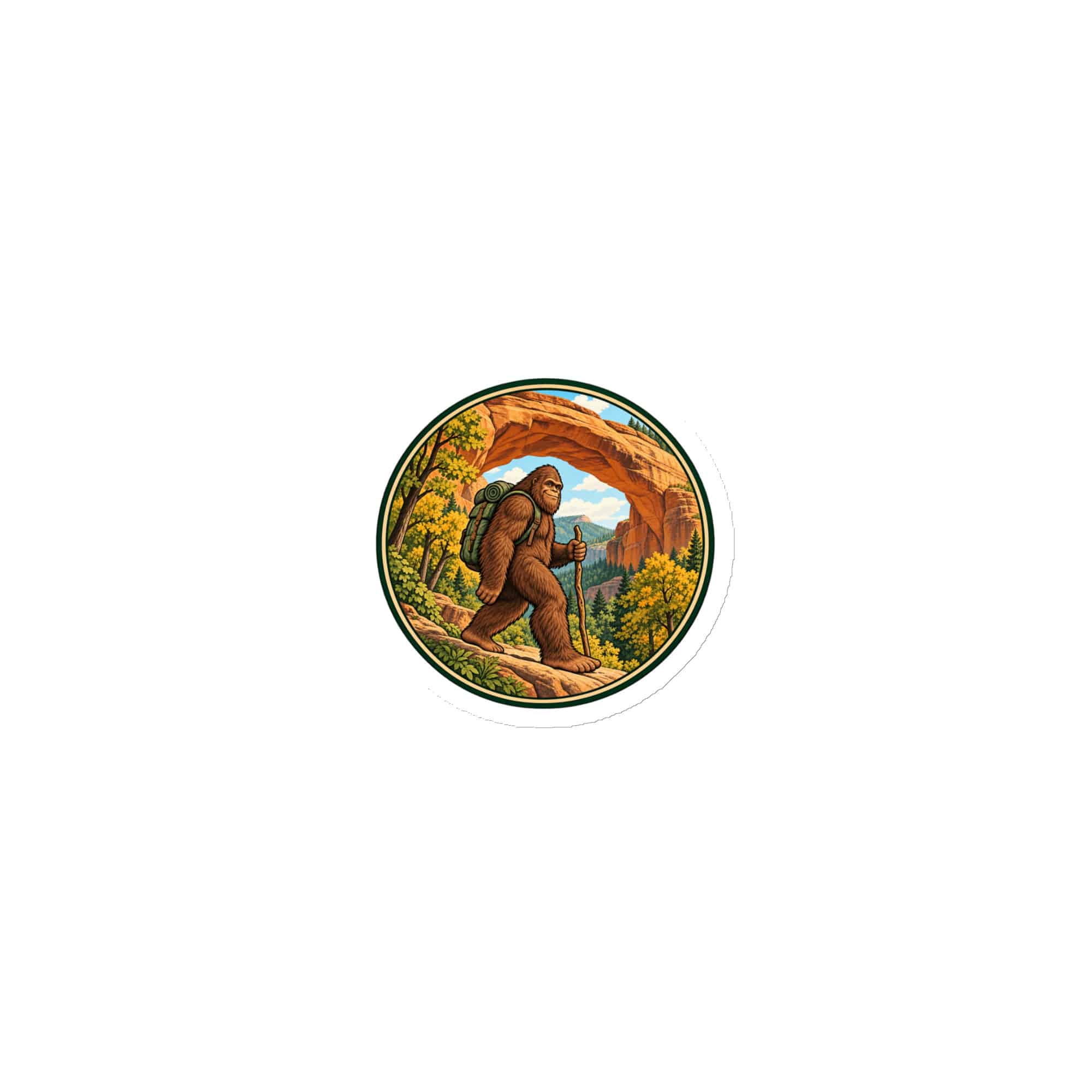 Bigfoot Sandstone Arch Hiker Die-Cut Magnet