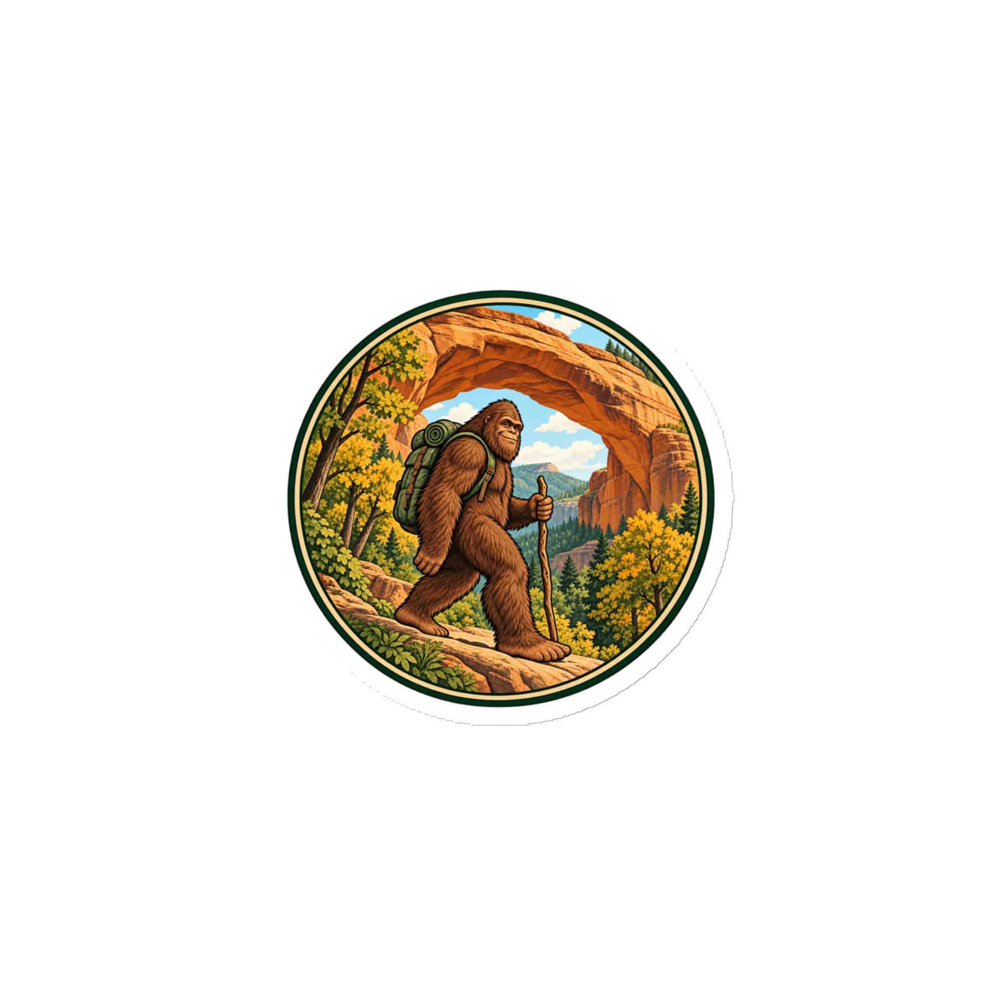 Bigfoot Sandstone Arch Hiker Die-Cut Magnet
