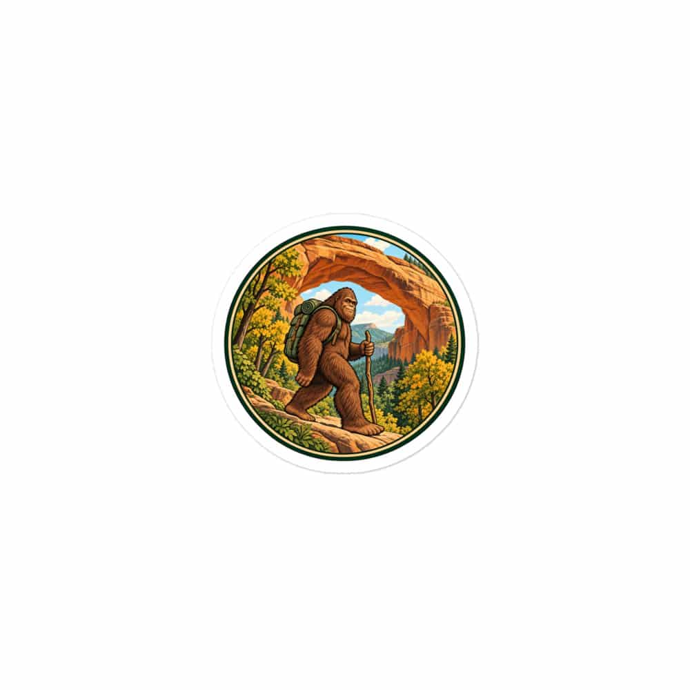 Bigfoot Sandstone Arch Hiker Vinyl Sticker