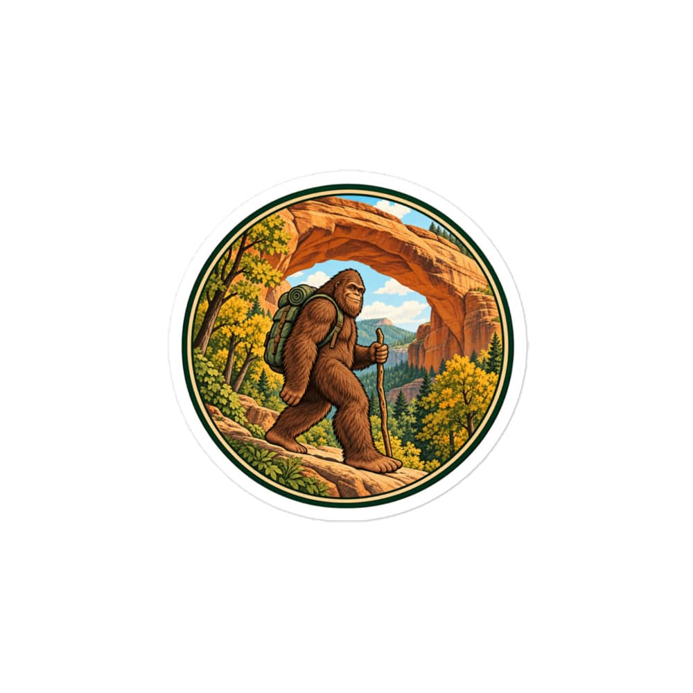 Bigfoot Sandstone Arch Hiker Vinyl Sticker