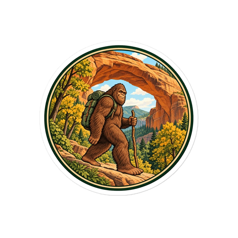 Bigfoot Sandstone Arch Hiker Vinyl Sticker