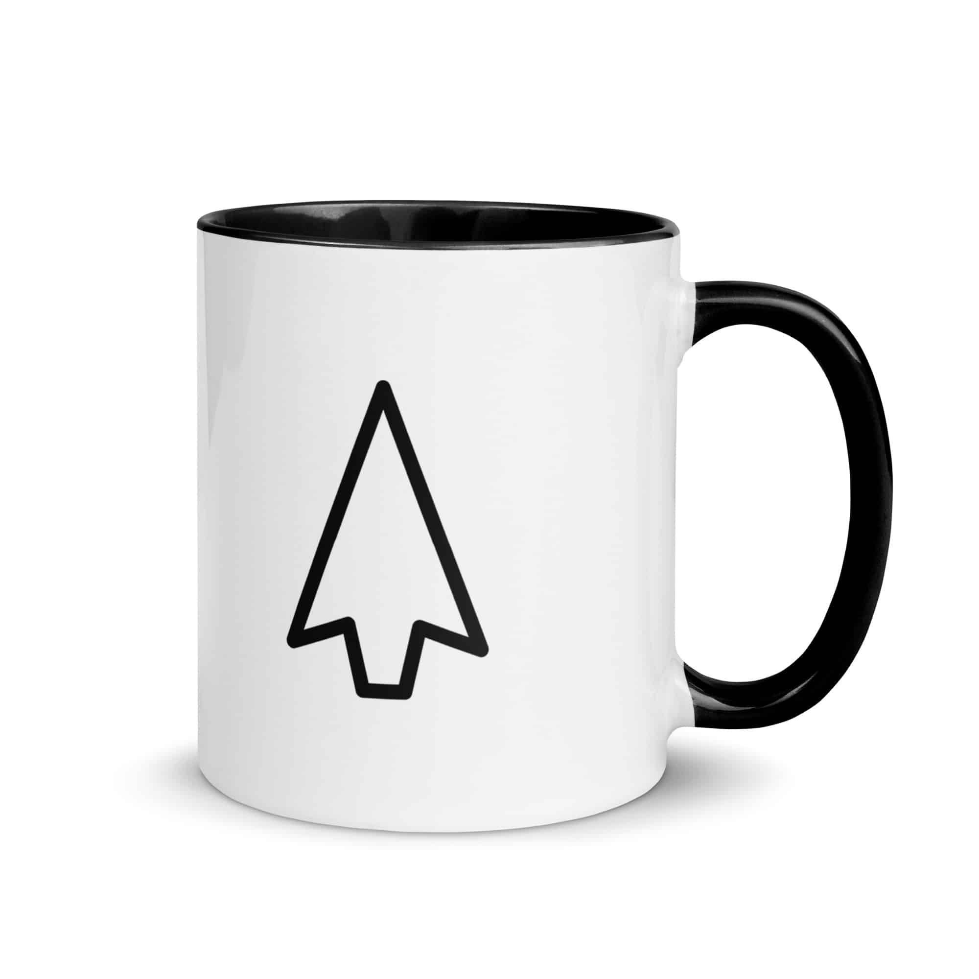 Black Open Arrowhead Color Inside Mug