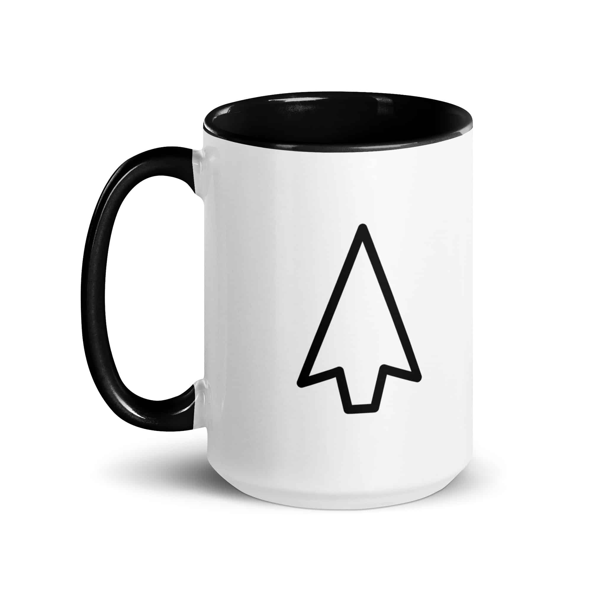 Black Open Arrowhead Color Inside Mug